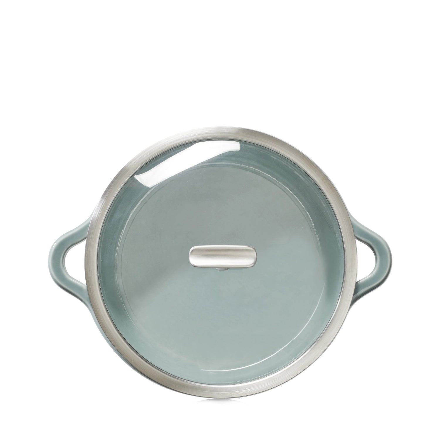 Stilvolle 29 cm Induktionskasserolle in wolkengrau mit praktischem Glasdeckel, perfekt für kreative Kochabenteuer und ansprechende Präsentation.
