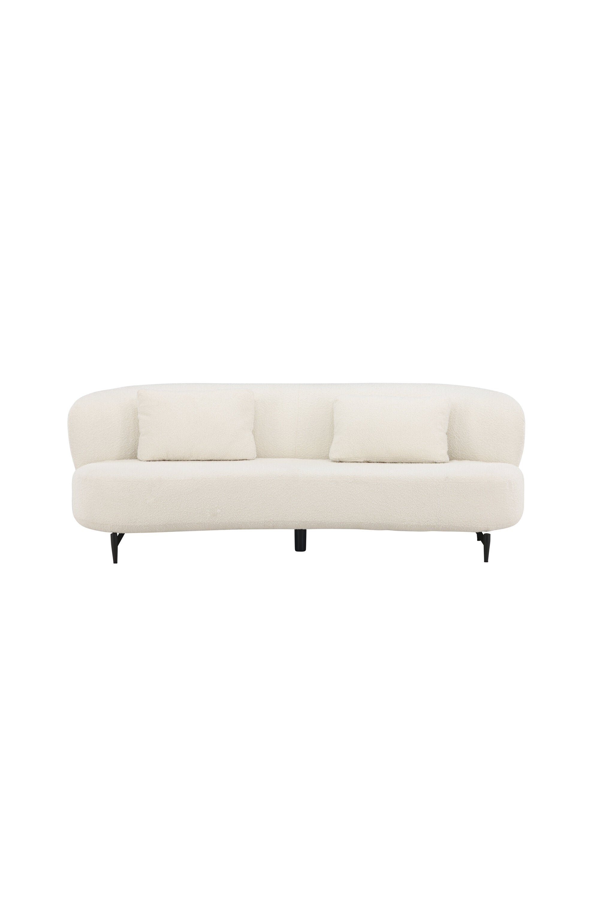 Modernes, weisses Luna 3-Sitzer Sofa im skandinavischen Design mit Boulene-Stoff und eleganten Metallbeinen.