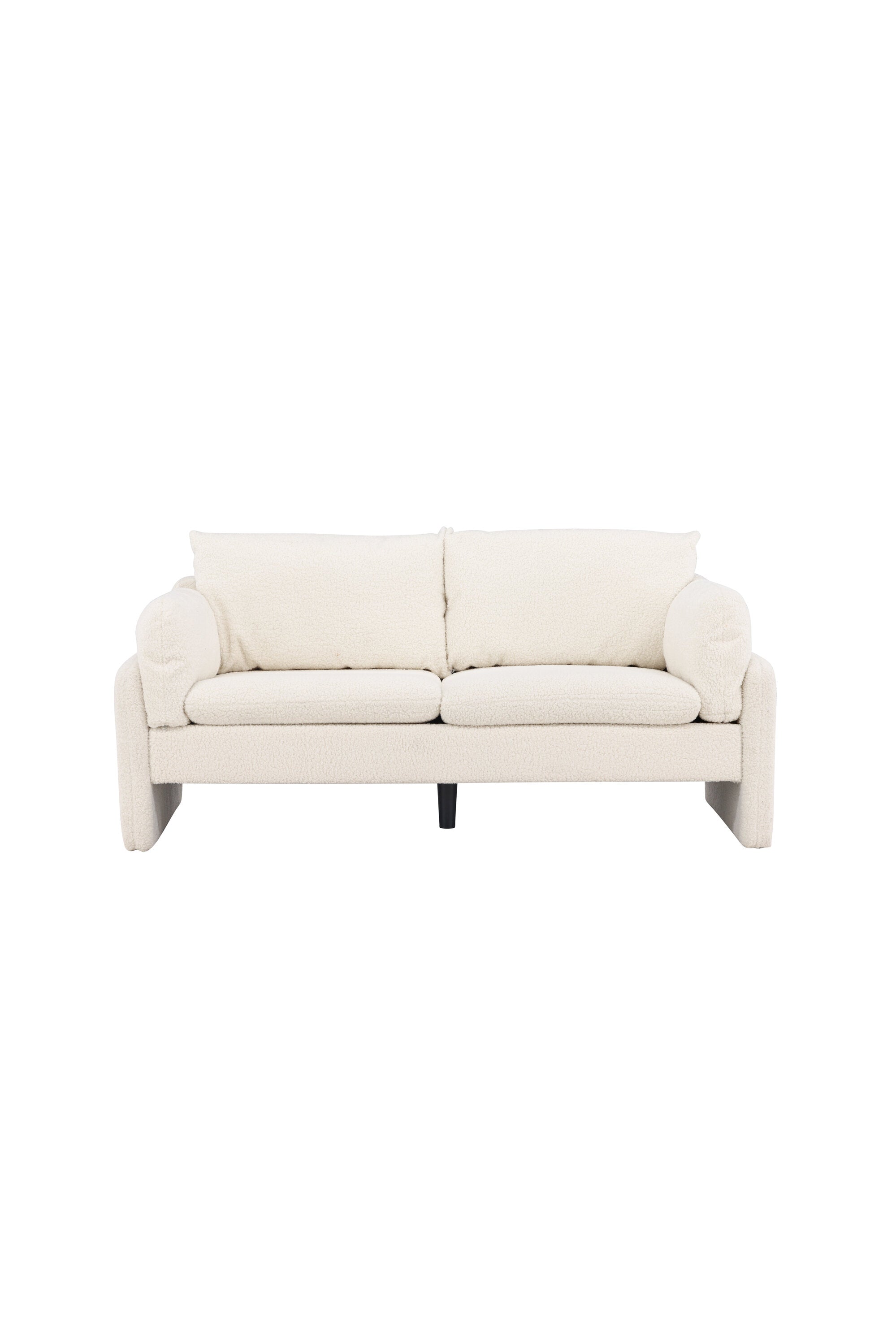 Elegantes 2-Sitzer-Sofa in weissem Teddy-Stoff, nordisches Design, langlebig, komfortabel, ideal für stilvolle Wohnräume.