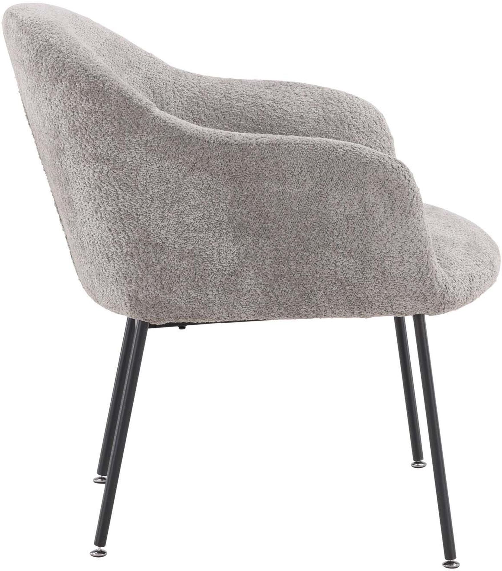 Entdecken Sie den Catania Sofa Sessel von Venture Home: Moderner grauer Boulé-Stoff, stilvolle Metallbeine und ergonomischer Komfort für Ihr Zuhause.