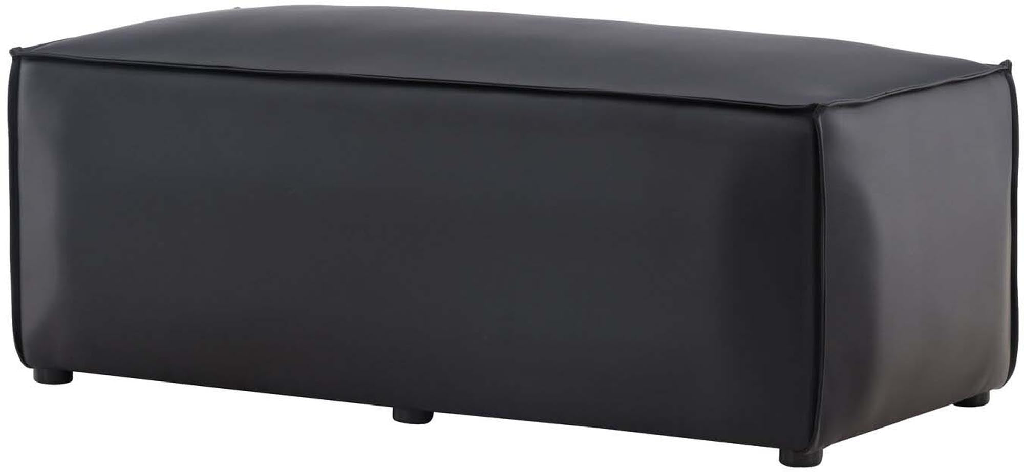 Eleganter Palmero Hocker von Venture Home: Schwarzer PU-Bezug, komfortabel, vielseitig, ideal als Sitzgelegenheit oder Fusshocker.