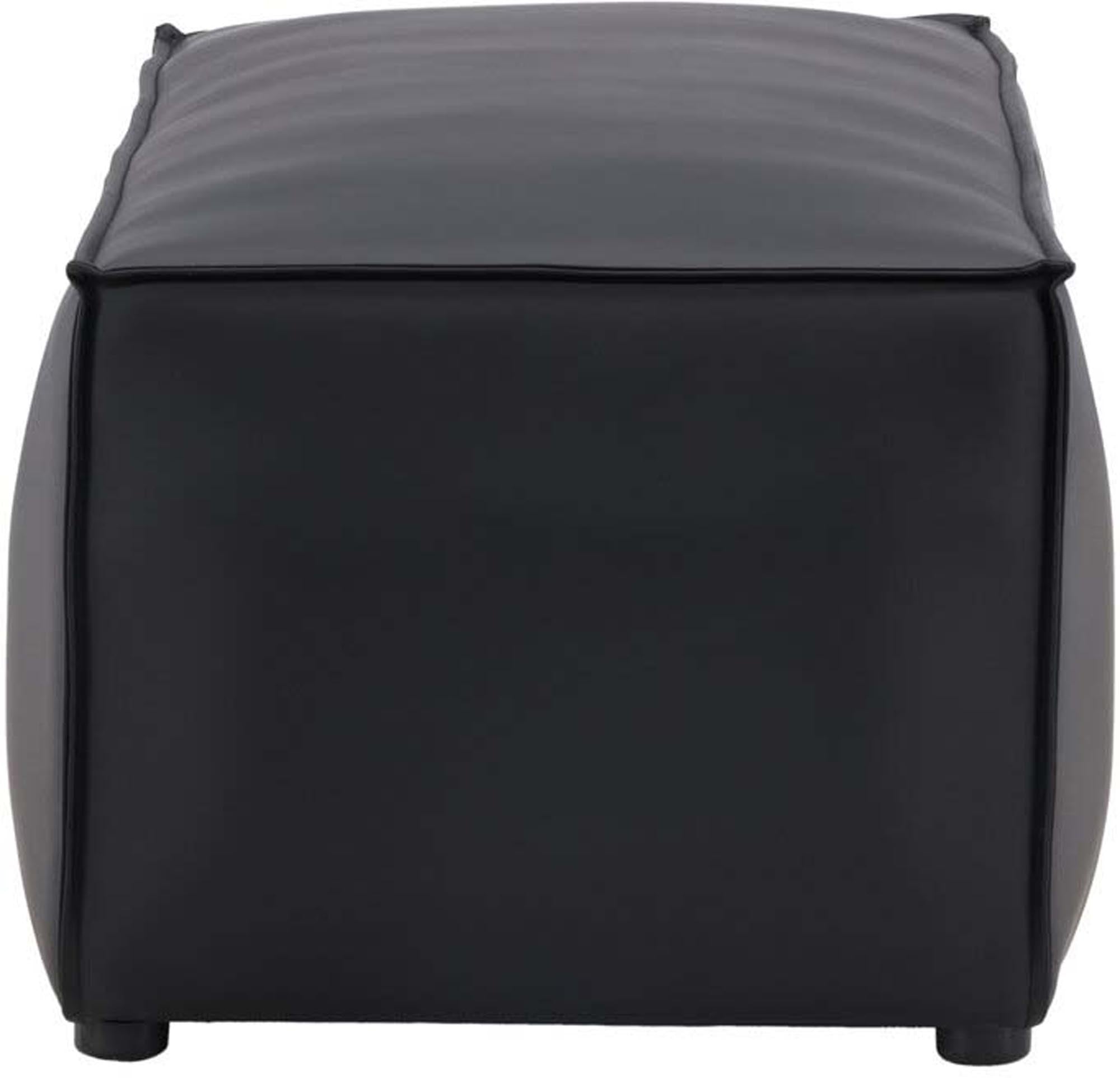 Eleganter Palmero Hocker von Venture Home: Schwarzer PU-Bezug, komfortabel, vielseitig, ideal als Sitzgelegenheit oder Fusshocker.