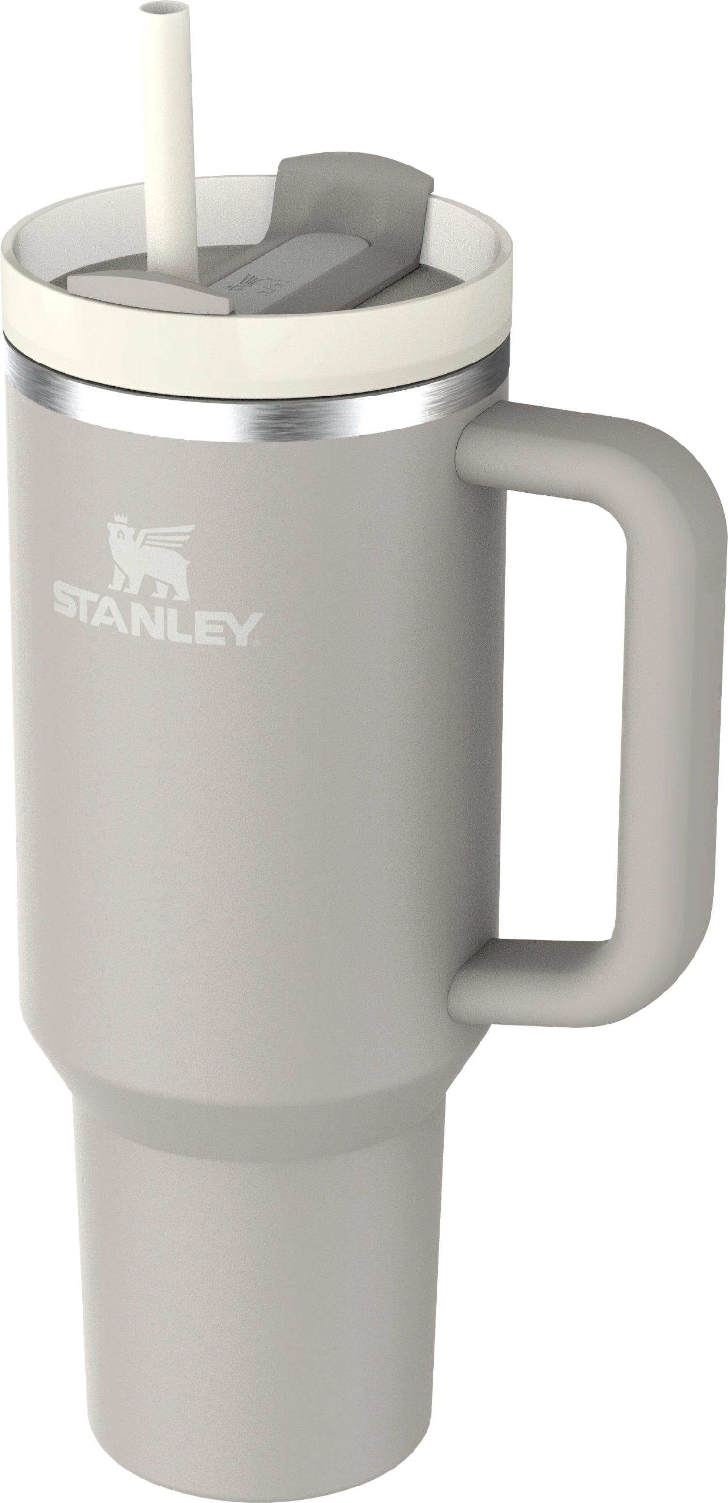 Moderne Stanley Quencher FlowState Trinkflasche in schickem Ash-Grau, perfekt für unterwegs und für eine optimale Flüssigkeitszufuhr.