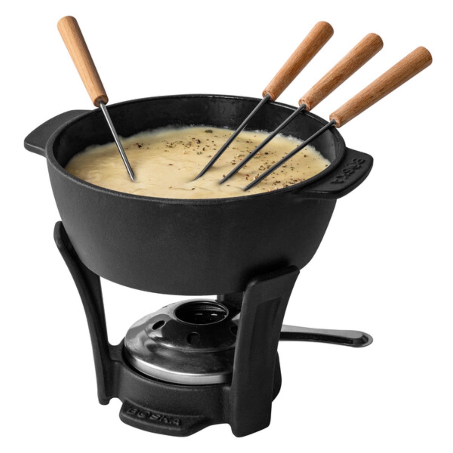 Elegantes Party Fondue Set von Boska, perfekt für gesellige Abende mit Freunden und Familie, inklusive hochwertiger Fonduegabeln.