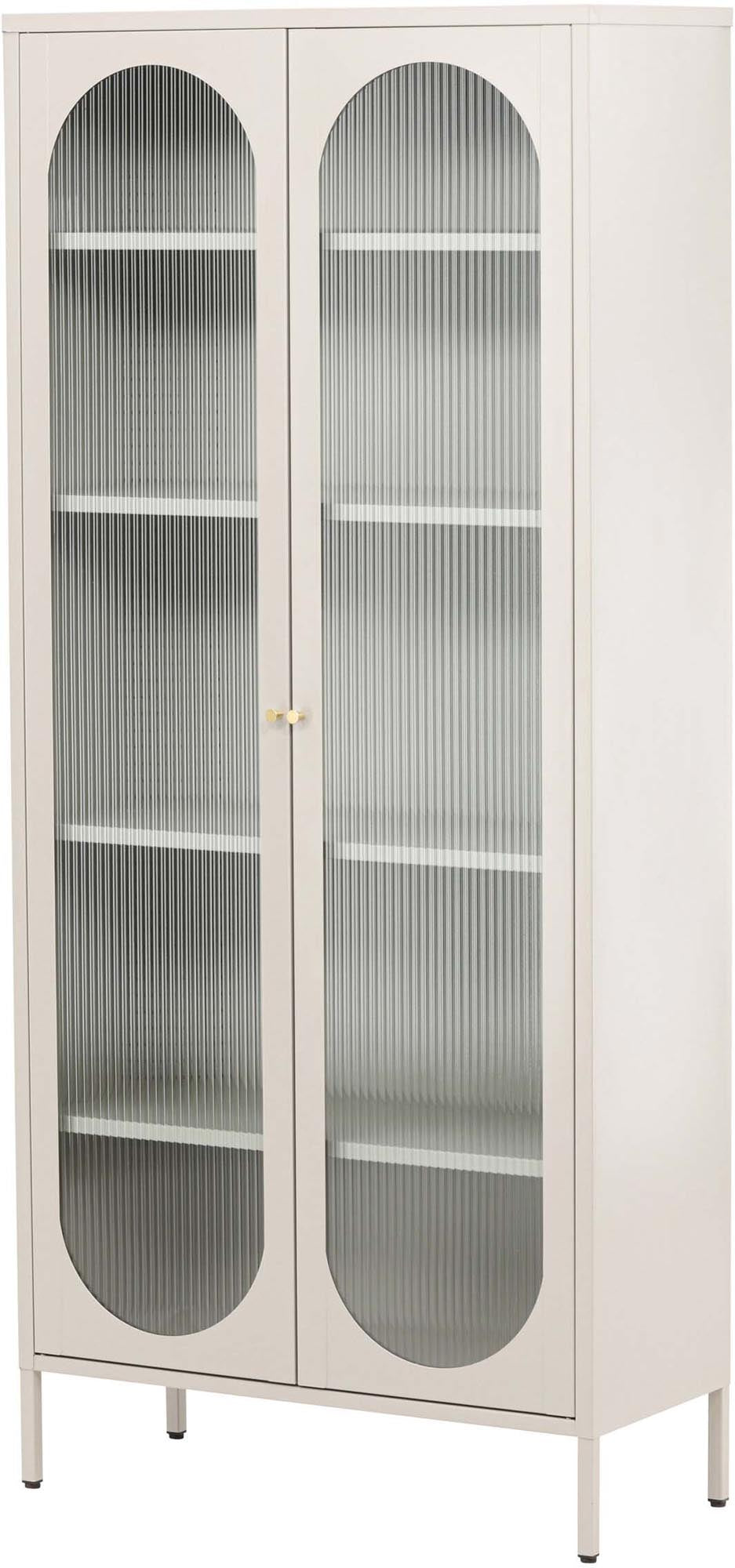 Lima Kabinett: Stilvoller Stahlschrank mit gewelltem Glas, ideal für Wohnzimmer, Küche oder Schlafzimmer. Eleganz trifft Funktionalität.