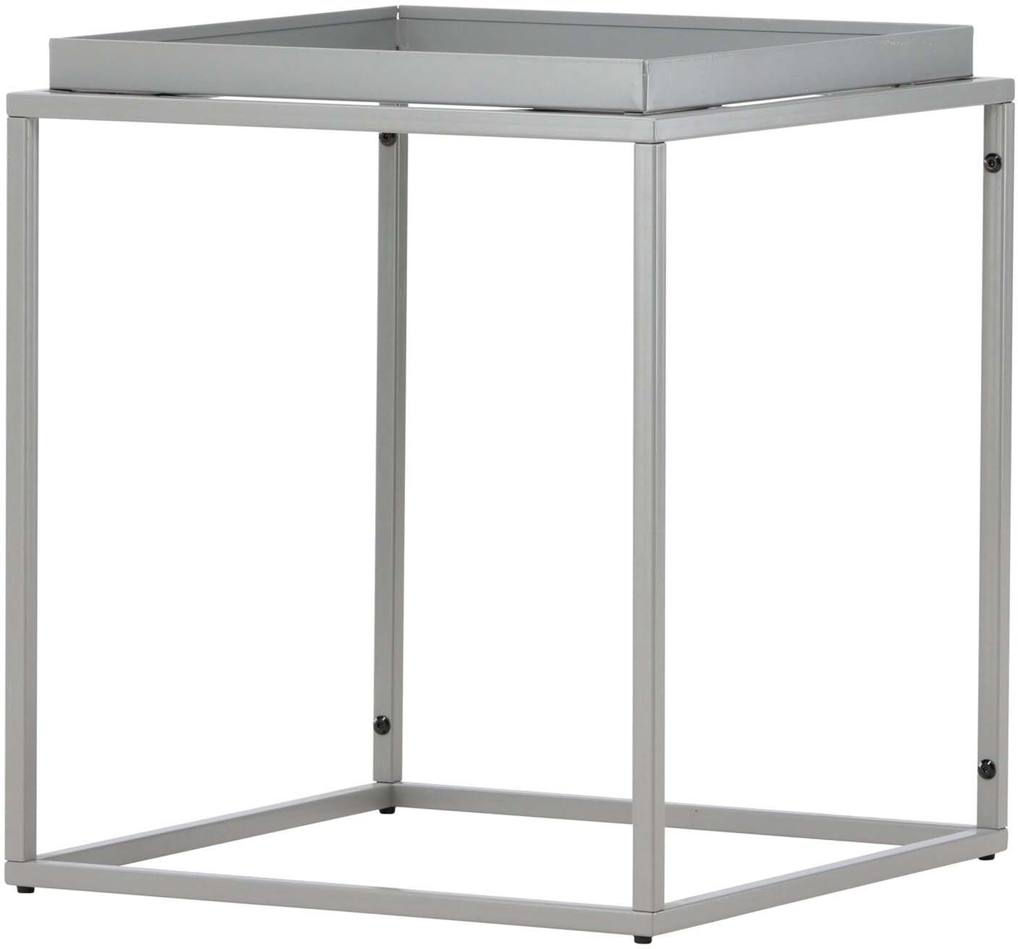 Eleganter Porto Beistelltisch aus grauem Stahl, robust und pflegeleicht, ideal für Wohnzimmer, Flur oder Schlafzimmer.