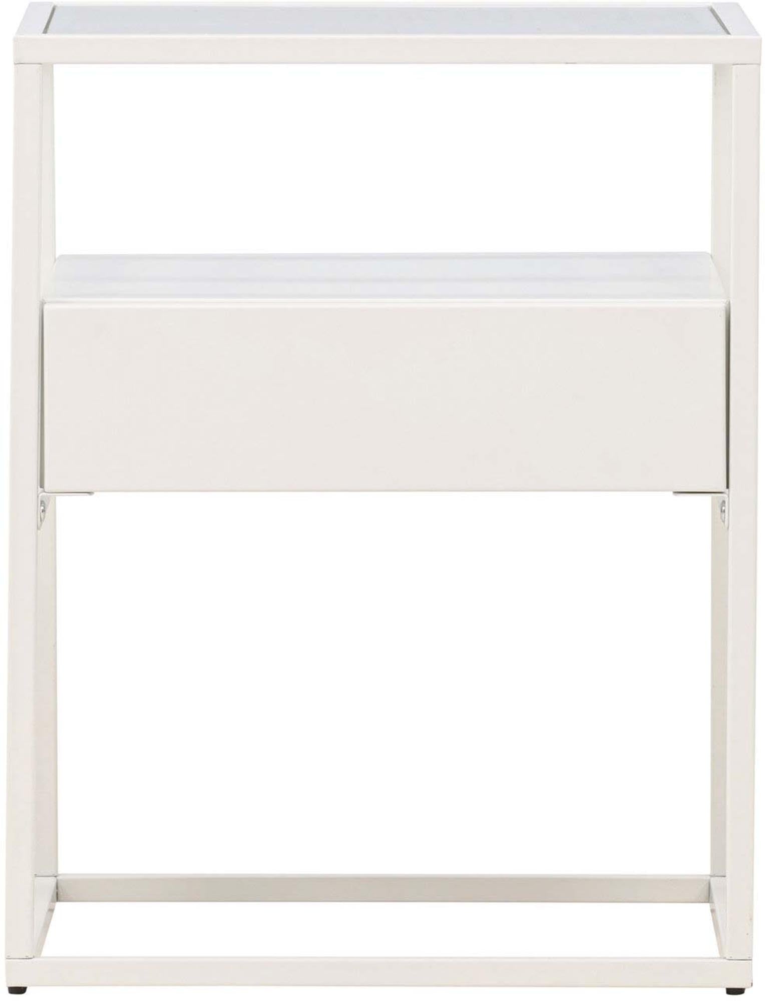 Moderner Fortaleza Beistelltisch von Venture Home: Stilvolles Design aus schwarzem Stahl und Glas, ideal für jedes Zuhause.