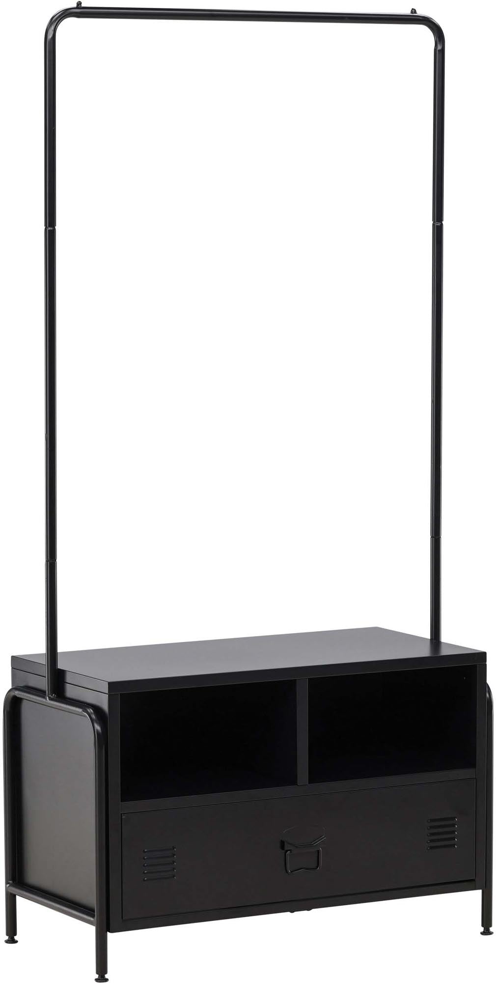 Entdecken Sie den Quito Aufhänger von Venture Home: Ein elegantes Möbelstück aus pulverbeschichtetem Stahl, das Funktionalität und skandinavisches Design vereint.