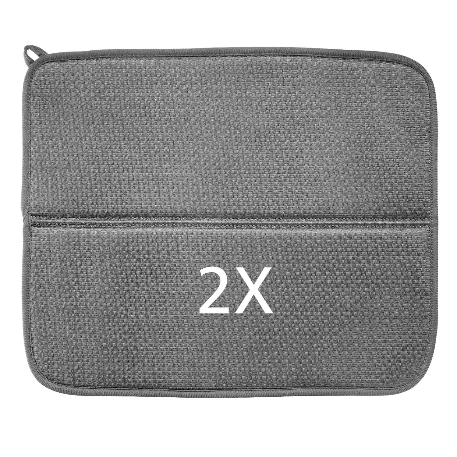 Elegantes 2er Set Abtropfmatten aus strapazierfähigem Textil in modernem Silber, perfekt für die stilvolle Präsentation und das Abtropfen von Geschirr.