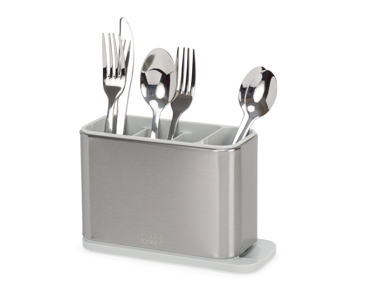 Eleganter Abtropfbehälter für Besteck aus robustem Edelstahl in Ecru, perfekt für stilvolles Trocknen und Aufbewahren von Küchenutensilien.