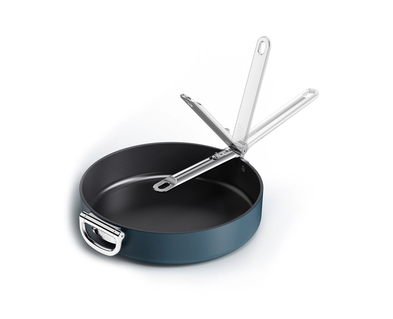 Stylische Joseph Joseph Bratpfanne mit 30 cm Durchmesser und innovativem klappbarem Griff für einfache Handhabung und platzsparende Aufbewahrung.