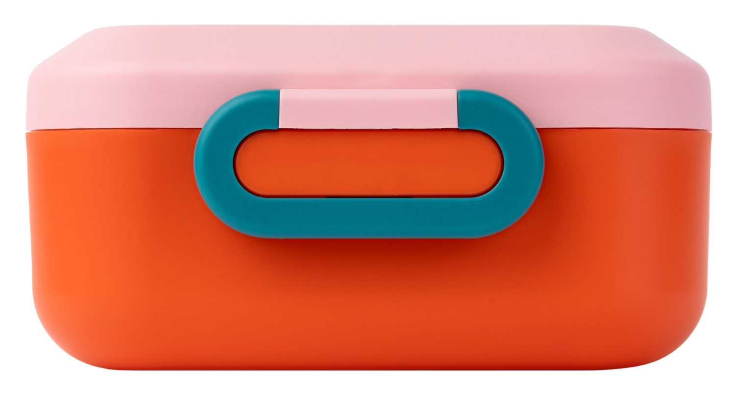 Bunte Rikko Lunchbox im Poppy Flamingo Design, perfekt für die Schule oder das Büro, um Mahlzeiten stilvoll zu transportieren.