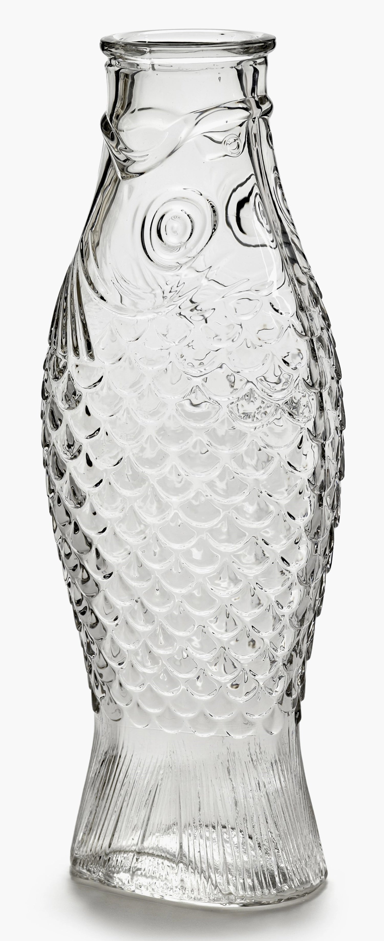 Elegante P. Navone Fish&Fish Flasche von Serax, 1 Liter, in klarem Glas, ideal für die ansprechende Dekoration und Servierung von Getränken.