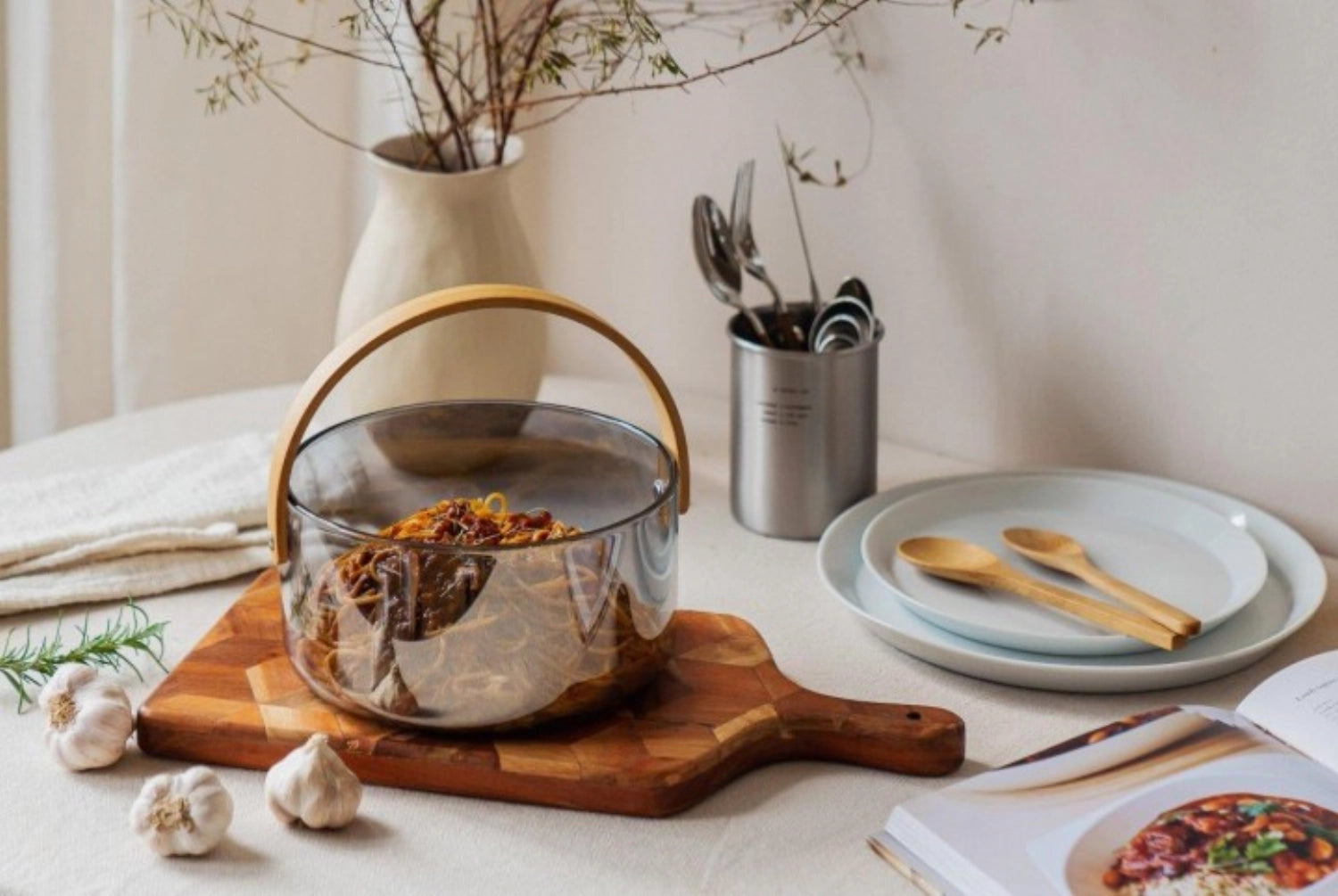 Coquille de service avec poignée, gris