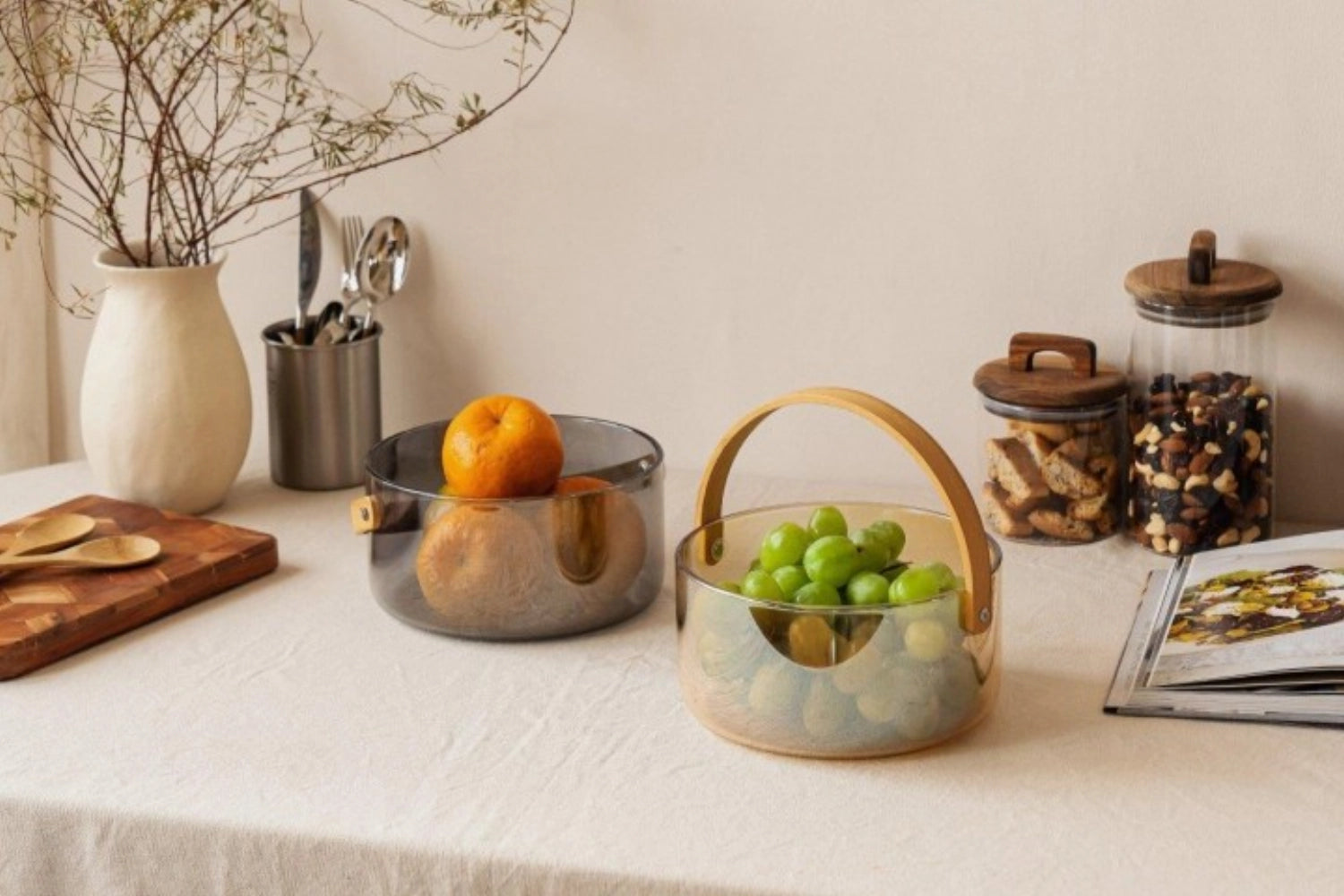 Coquille de service avec poignée, gris