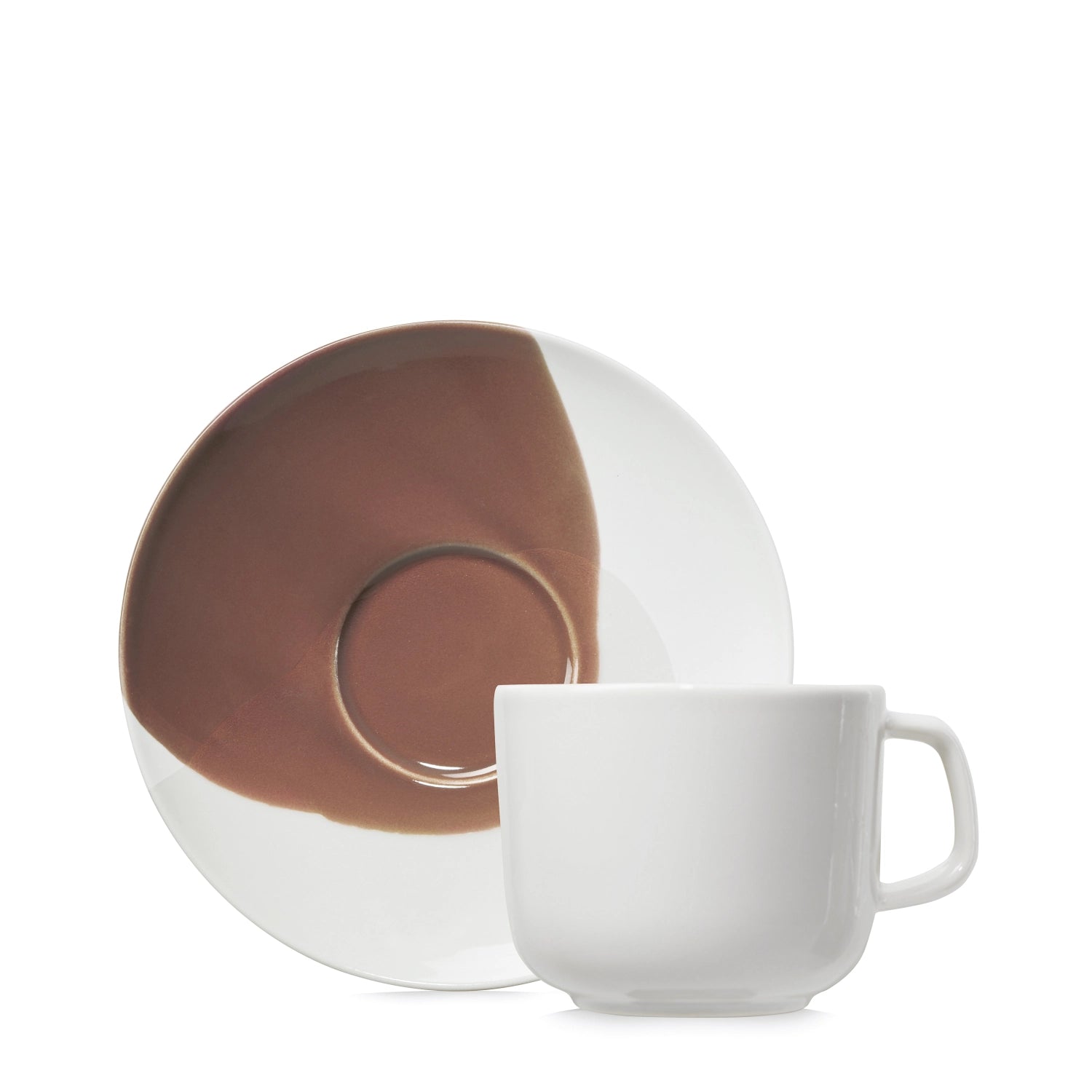 Tasse à expresso Confluence avec soucoupe 8cl cognac alab. blanc