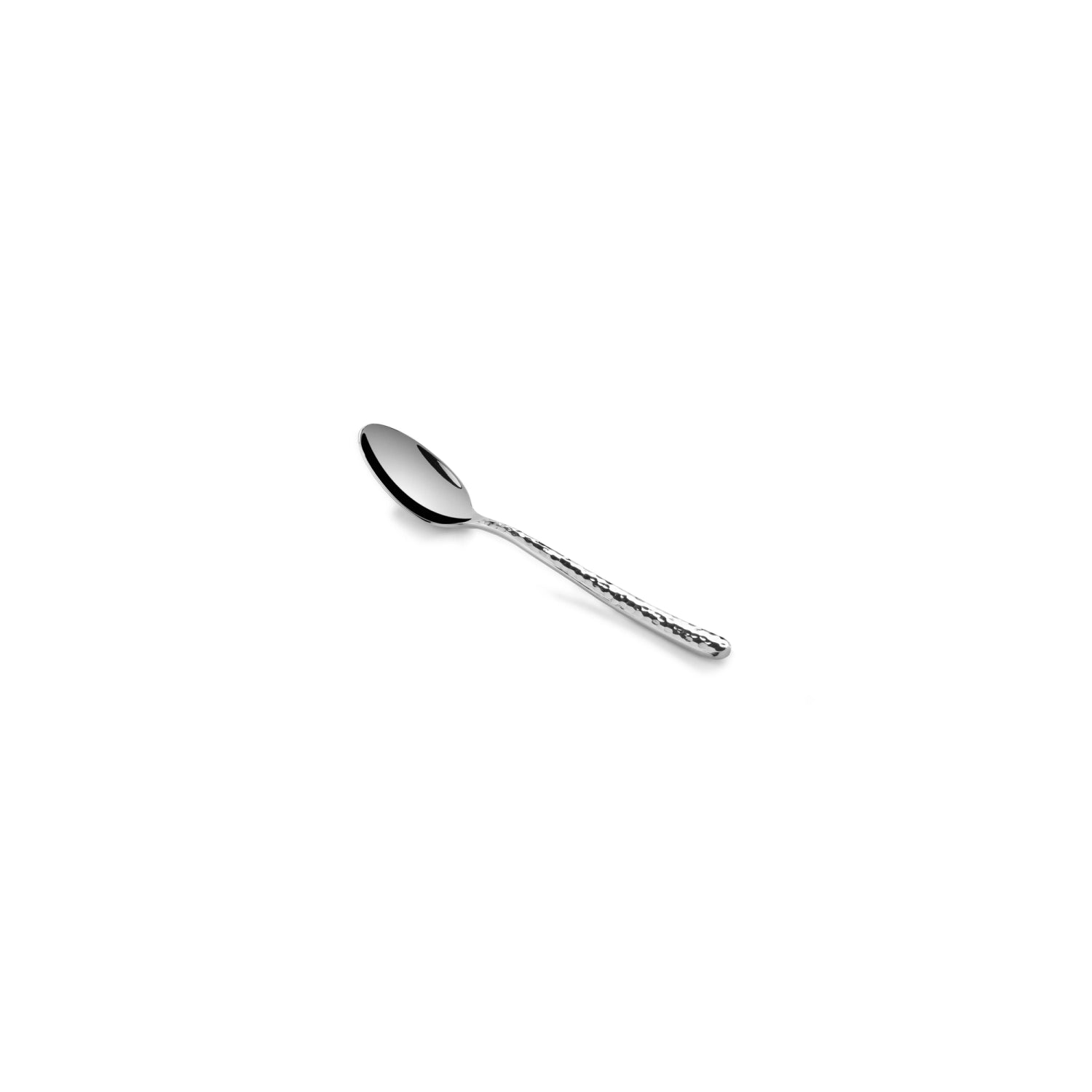 Hochwertiger Dessertlöffel aus gehämmertem Edelstahl von Revol, ideal für exquisite Nachspeisen und festliche Anlässe.
