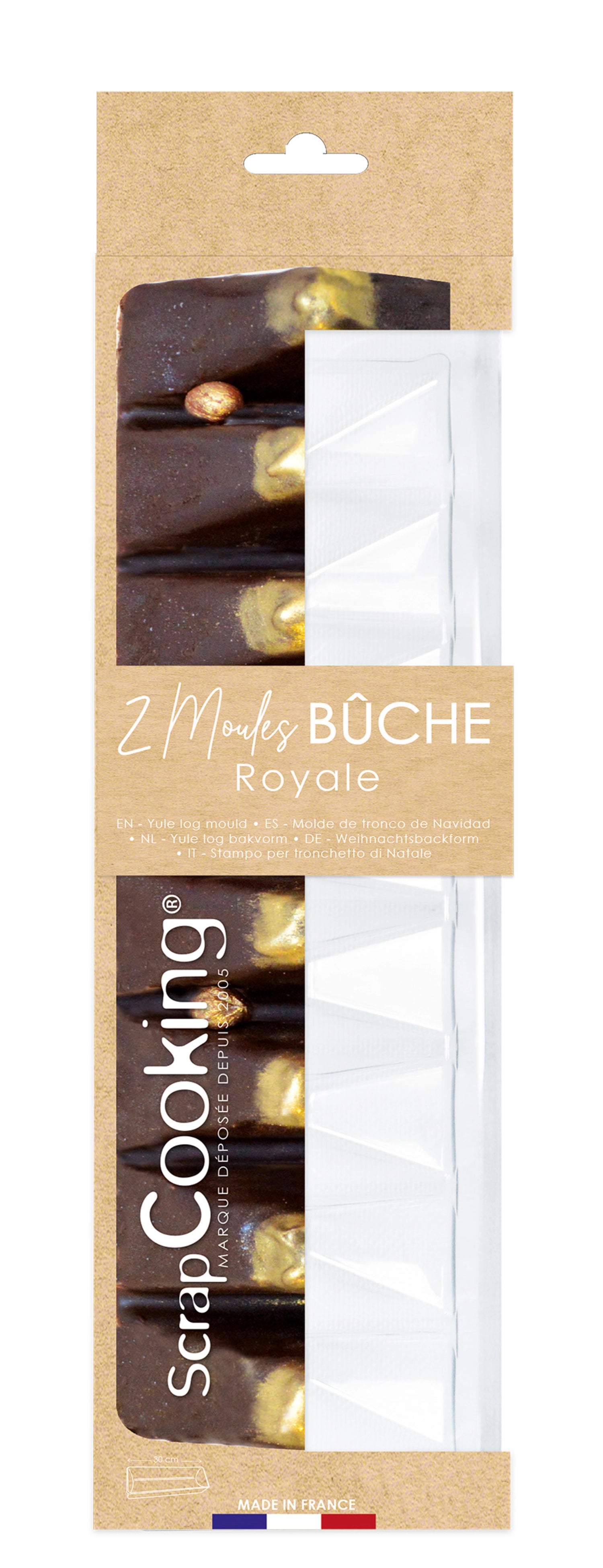 Zwei stilvolle Bûche Royale Backformen von Scrap Cooking, ideal für kreative Kuchen und festliche Desserts.