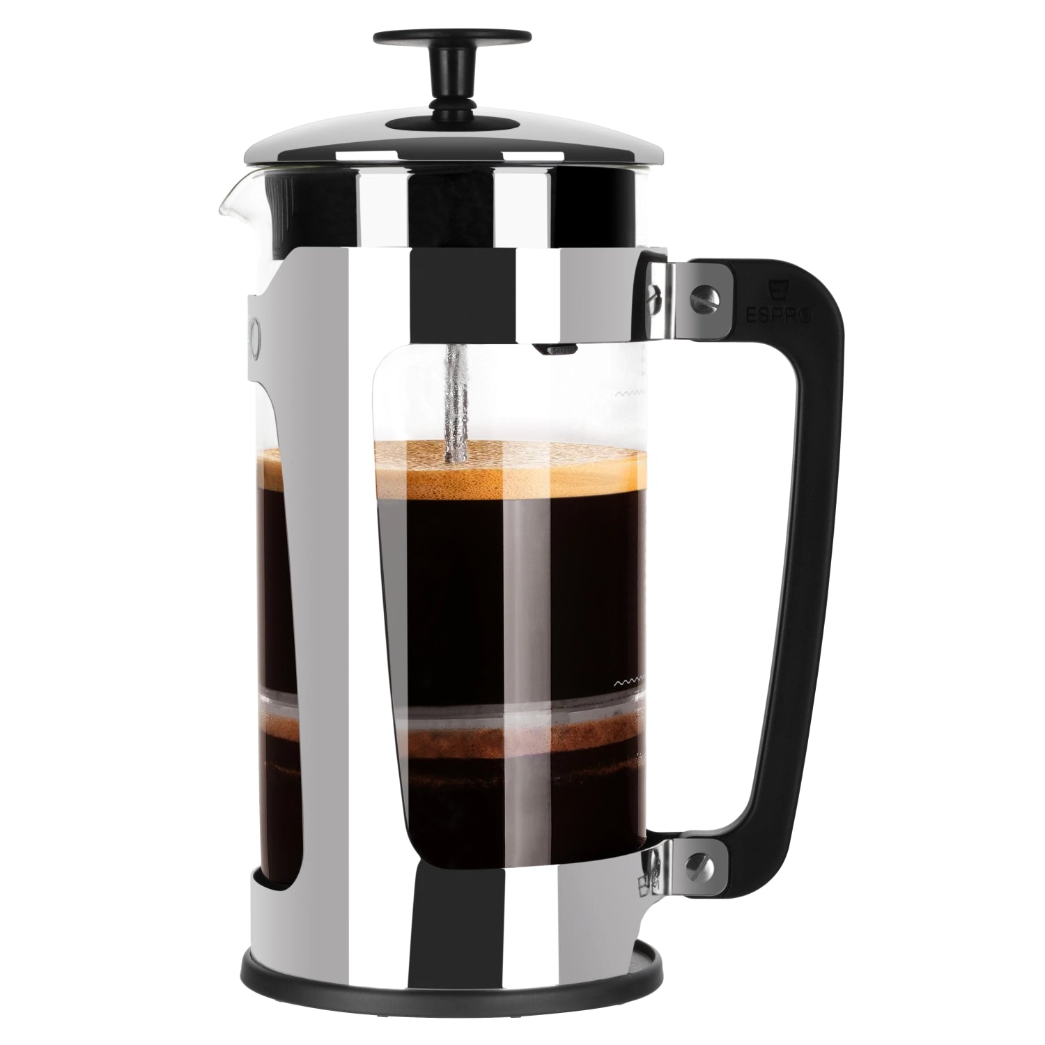 Elegante French Press P5 aus hochwertigem, glänzendem Kunststoff mit 946ml Fassungsvermögen, perfekt für aromatischen Kaffeegenuss.