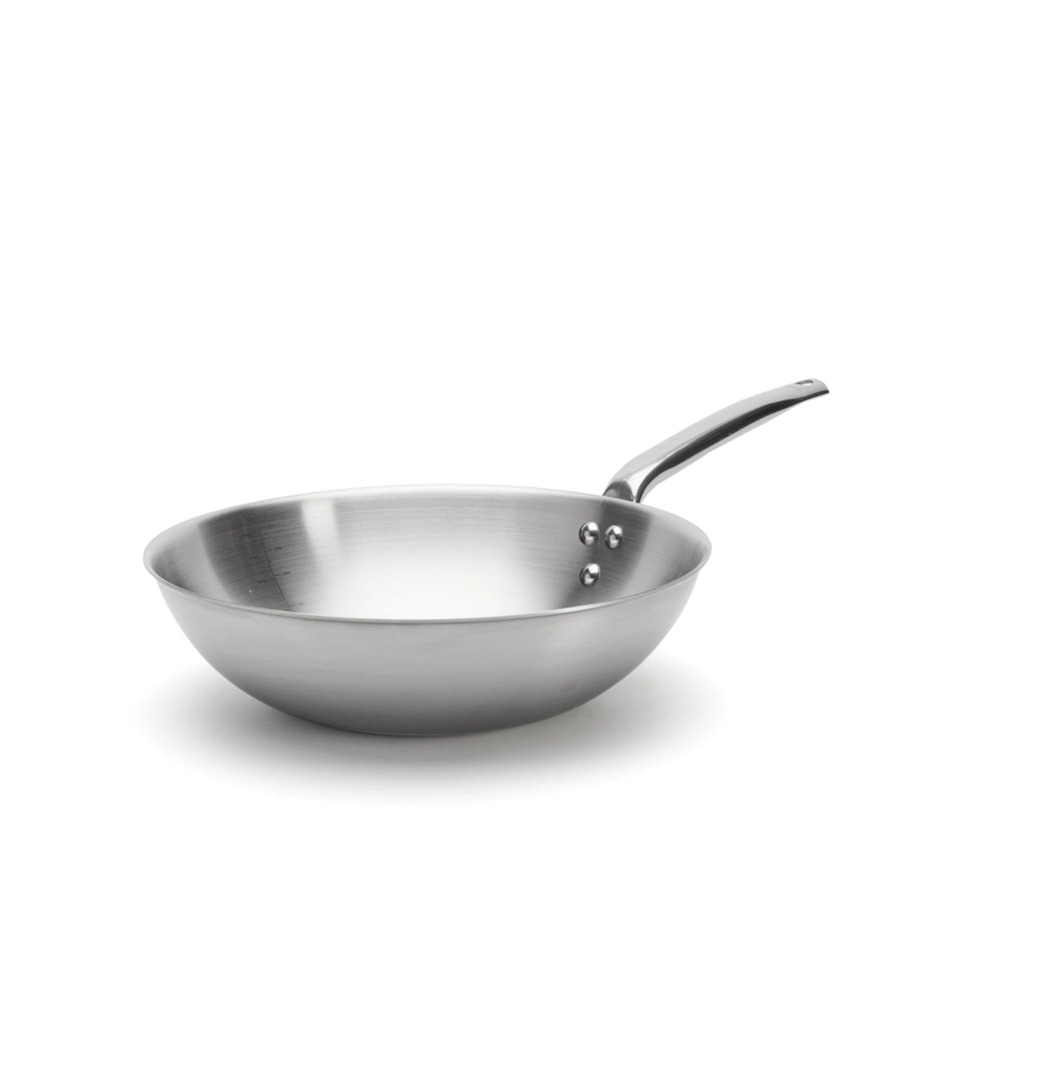 Hochwertiger 28 cm Wok Alchimy von de Buyer, ideal für gesundes Kochen, mit optimaler Wärmeverteilung und ansprechender Optik.
