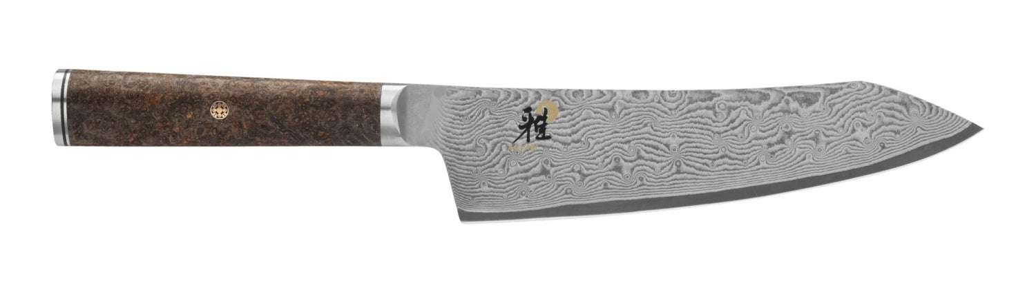 Elegantes 18 cm Santoku-Messer von Miyabi, ideal für vielseitige Küchenaufgaben mit scharfer Damastklinge und ergonomischem Griff.