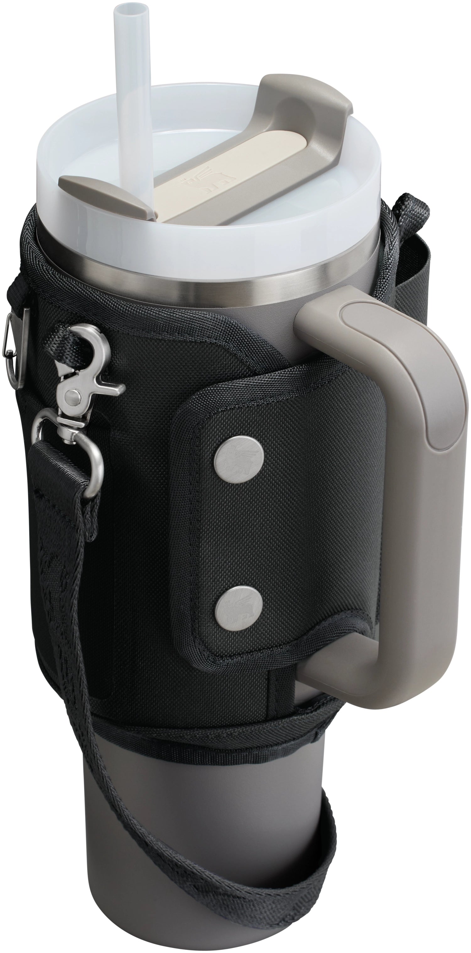 Schwarze All-Day Quencher Carry-All 0.89l von Stanley, ideal für unterwegs, mit praktischem Design und großem Fassungsvermögen.