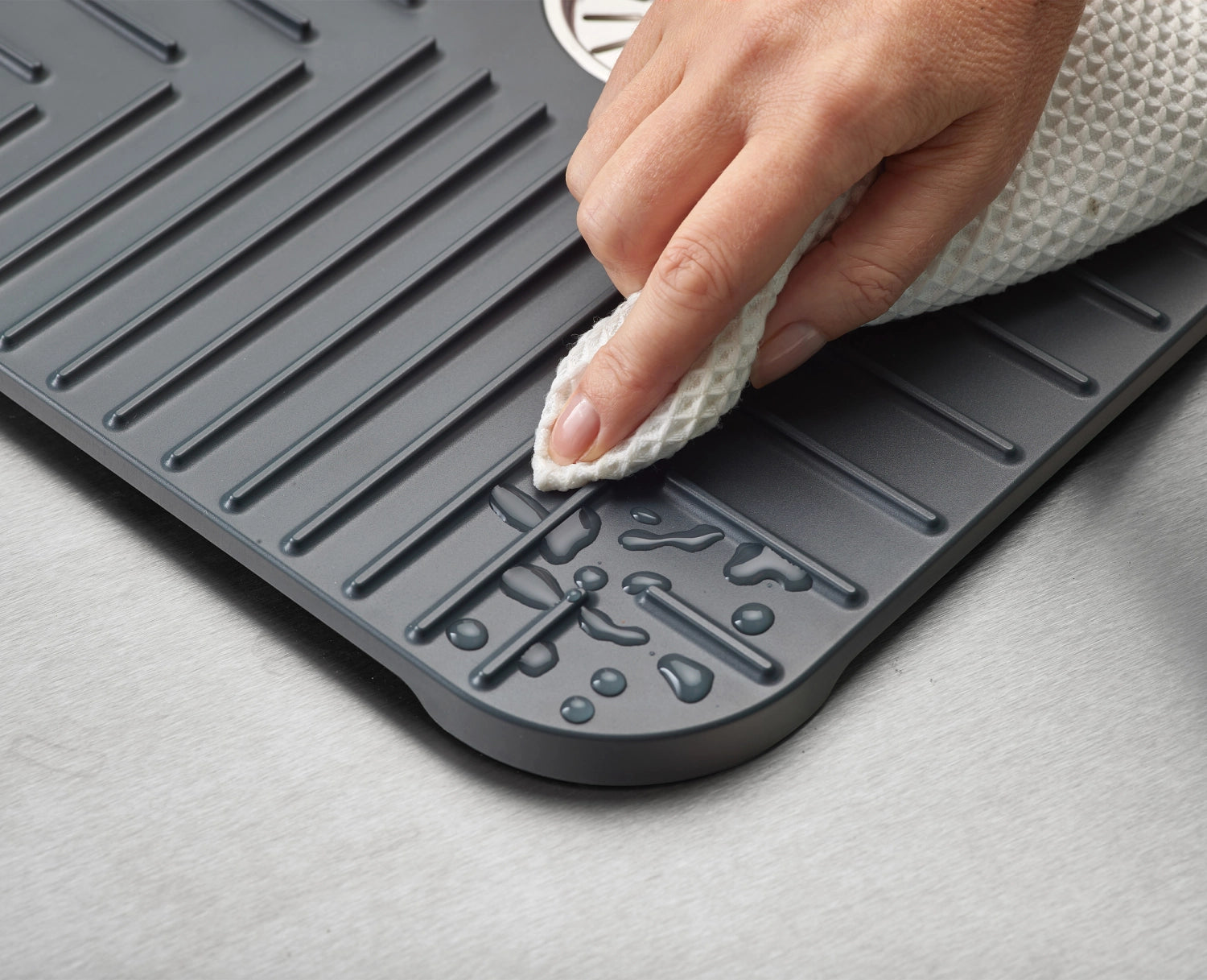 SinkShield Abtropfmatte mit Abfluss L 30x40cm ABS