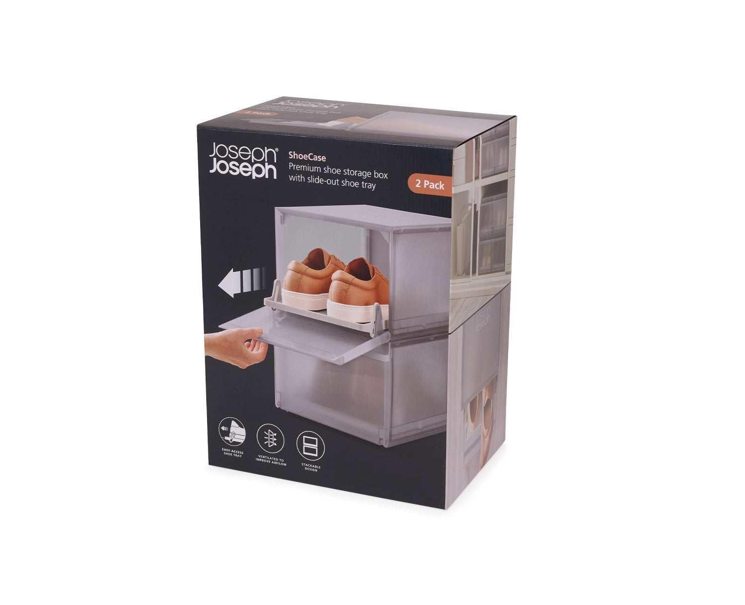 Stylisches 2er Set Schuhschrank von Joseph Joseph in Grau, ideal zur übersichtlichen Aufbewahrung und zum Schutz Ihrer Schuhe.