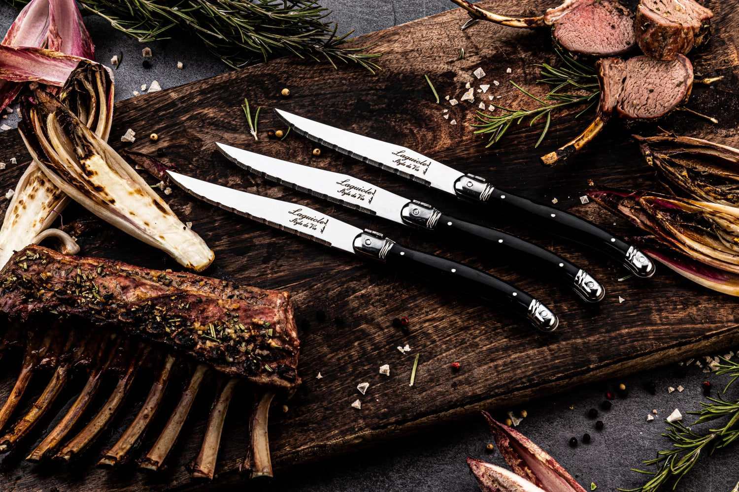 Laguiole Premium Line steak knife black 1.8mm black