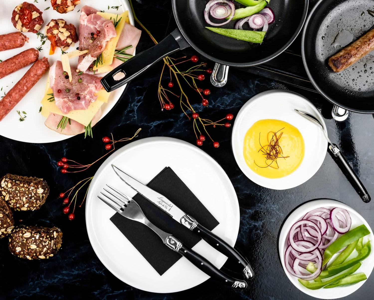 Laguiole Premium Line steak knife black 1.8mm black