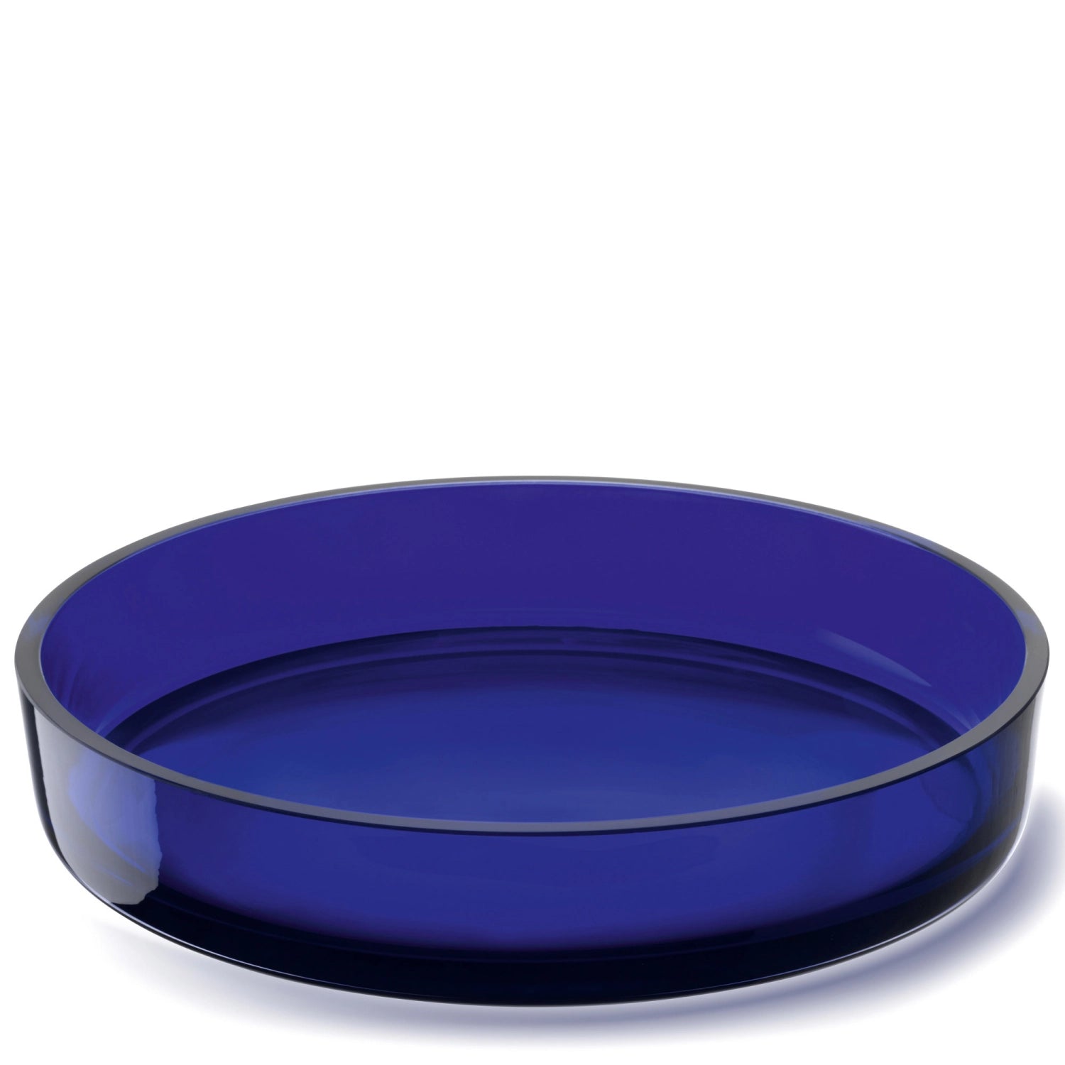 Stilvolle Schale aus hochwertigem Glas in lebhaftem Cobalt-Blau, 35 cm Durchmesser, ideal für dekorative Arrangements und besondere Anlässe.