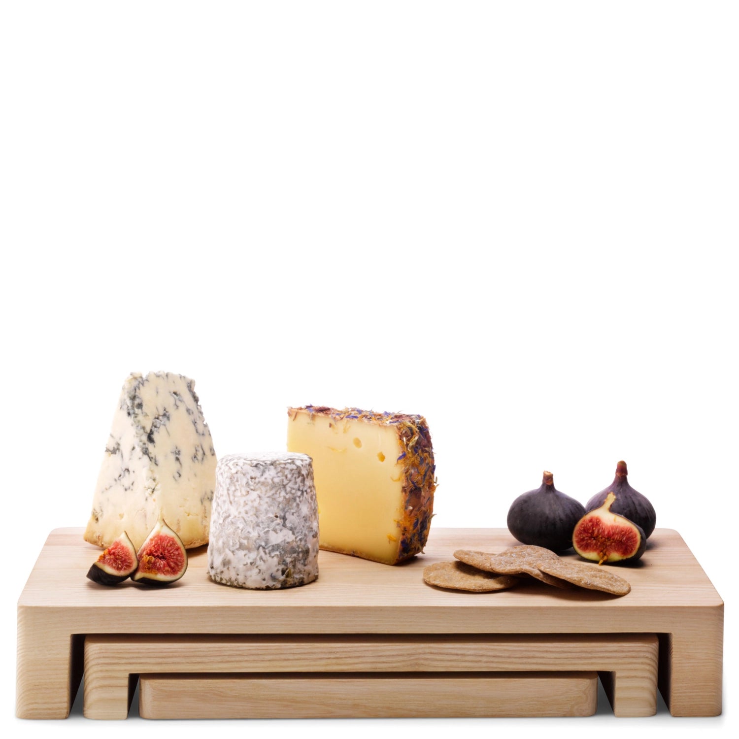 Hochwertiges Servierset aus weißem Eschenholz von LSA, perfekt für stilvolle Anlässe und kreative Essenspräsentationen, Maße 38x19x6 cm.