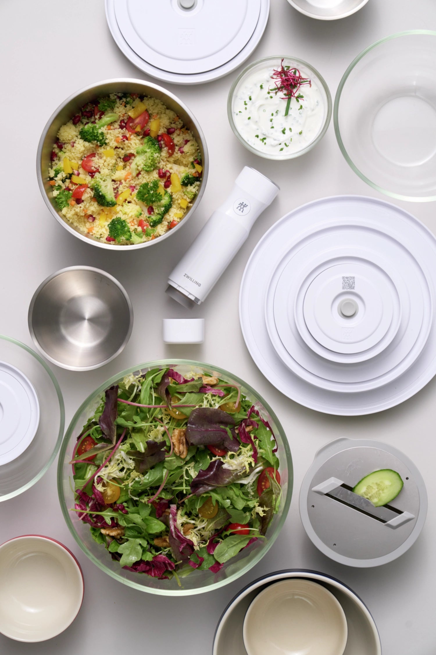 Weißer Vakuumdeckel für 12 cm Fresh & Save Bowls aus robustem ABS, ideal für die frische und sichere Lagerung von Lebensmitteln.