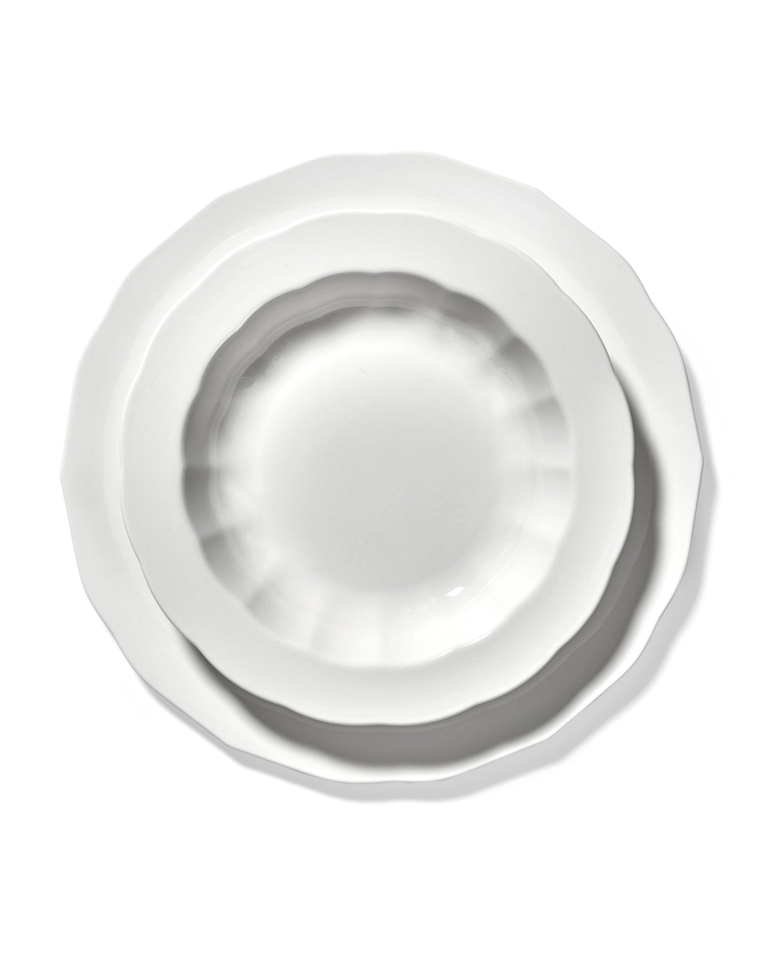 Eleganter, tiefen Silhouette Teller aus hochwertigem weißen Porzellan, ideal für stilvolle Anlässe und vielseitige Serviermöglichkeiten.