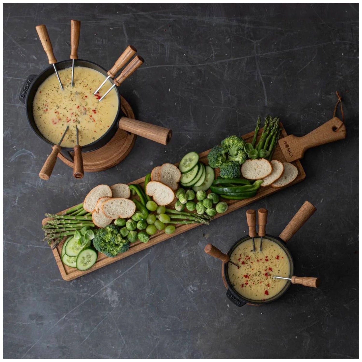 Fondueset Pro S Europäisches Eichenholz Gusseisen 0.7lt