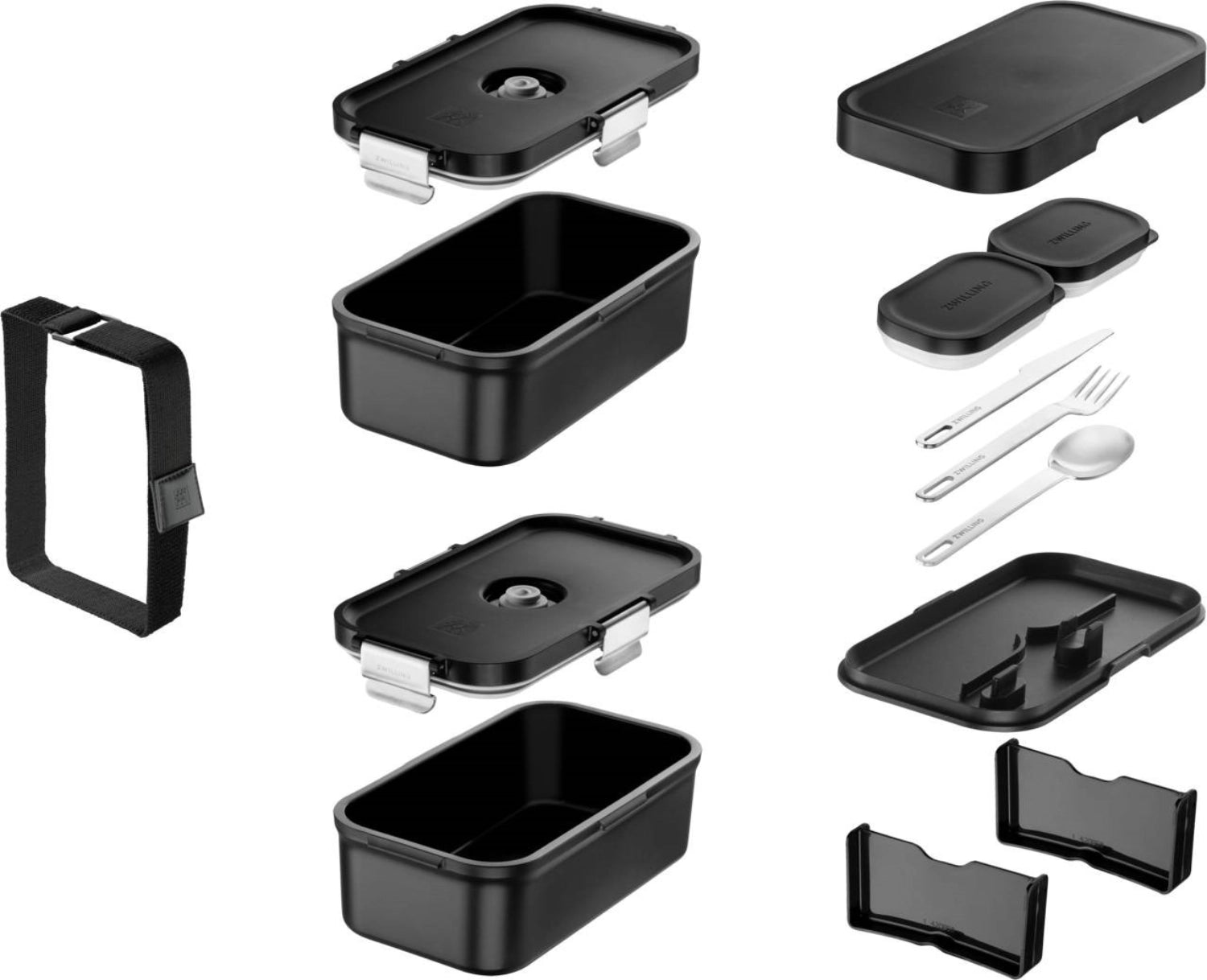 Stylische Vakuum-Lunchbox von Zwilling, ideal für die frische und platzsparende Aufbewahrung von Speisen für unterwegs.