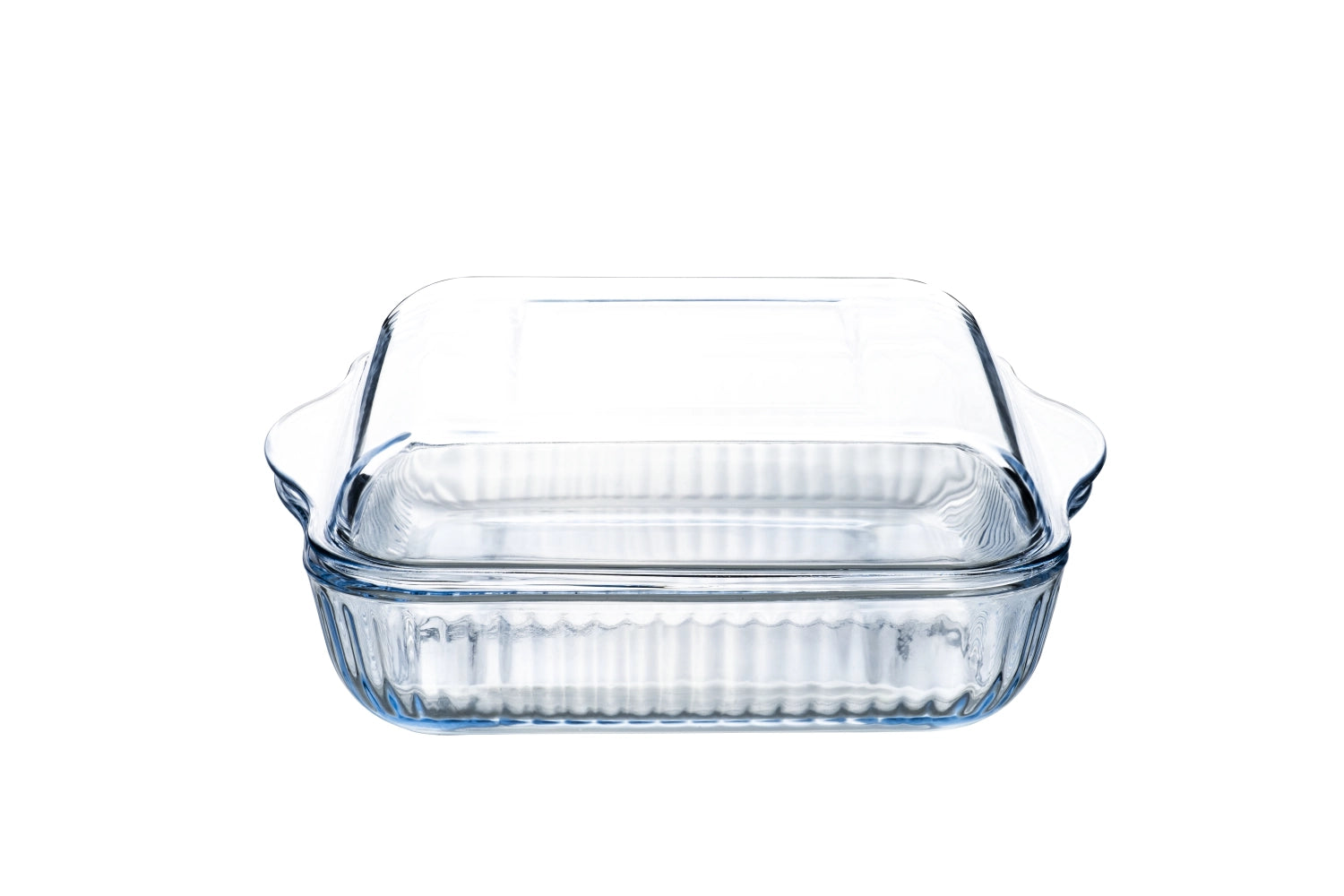Square baking dish with lid. with embossing 23.8x21.2 cm