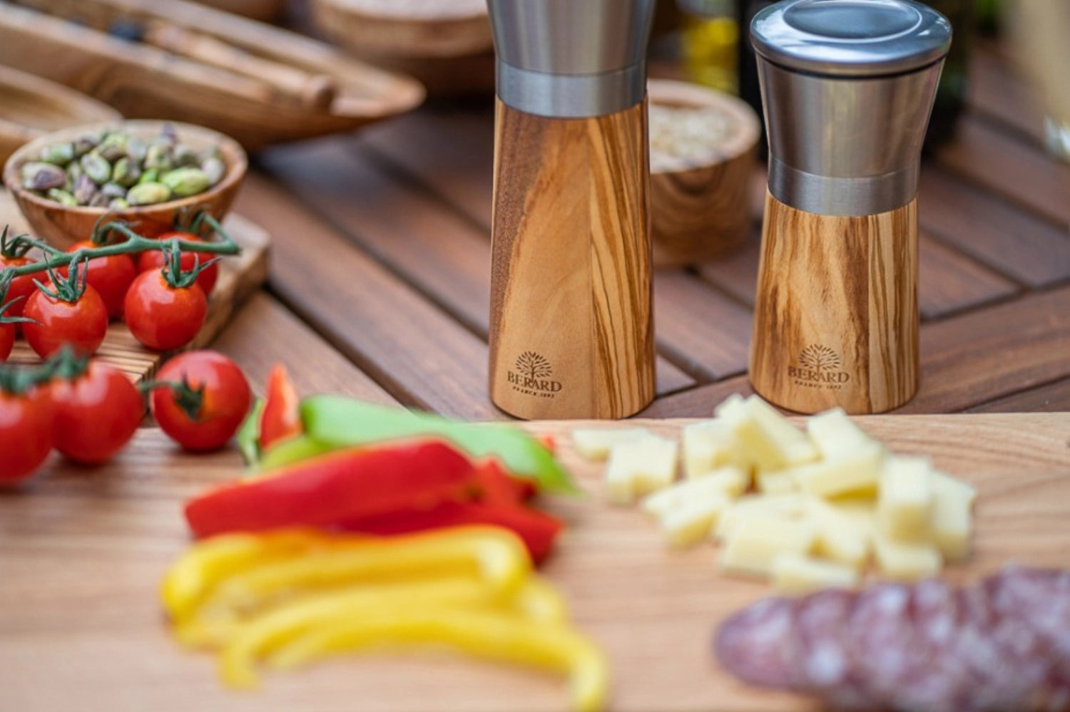 Moulin à sel et poivre grand bois d'olivier 17x6,5cm