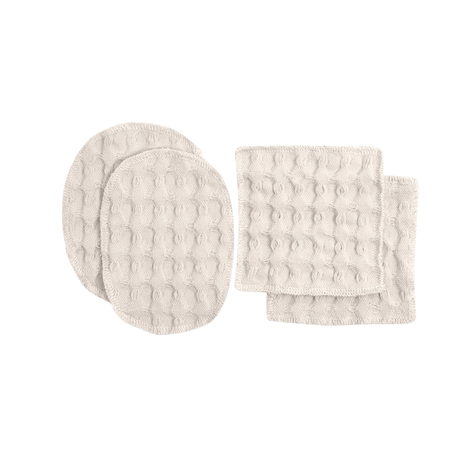 Big Waffle 4er Set Makeup Pads 8x8cm stone Biobaumwolle