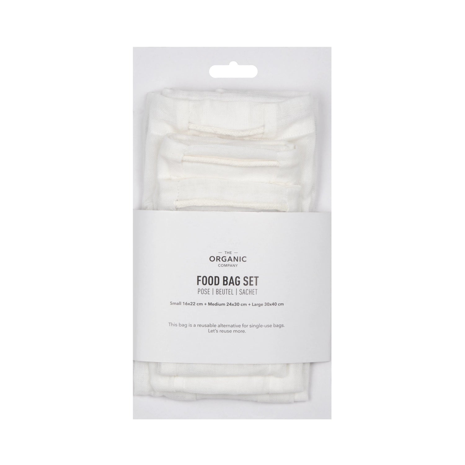 Food bag 3er Set Beutel natural white Biobaumwolle