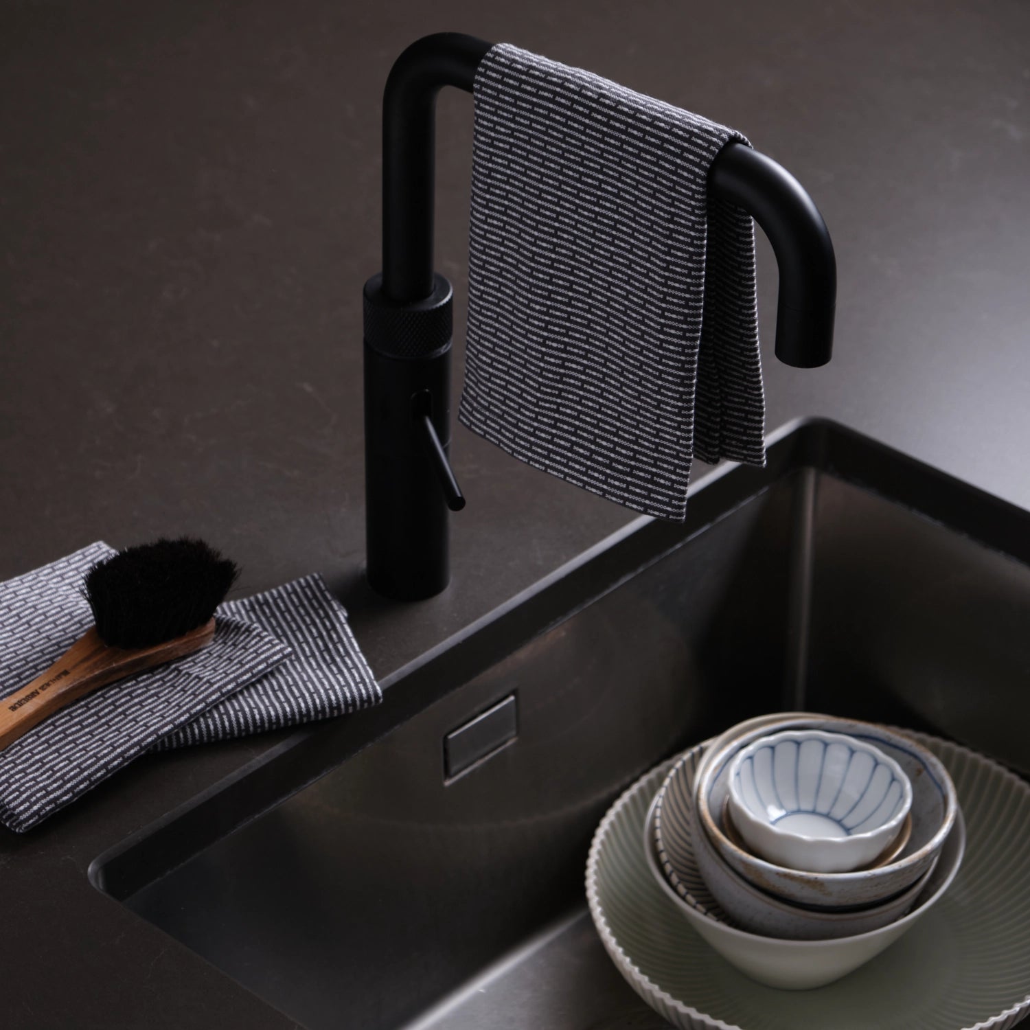 3 Set Riner Tell 30x35cm Evening Grey Organic Cotton Wool