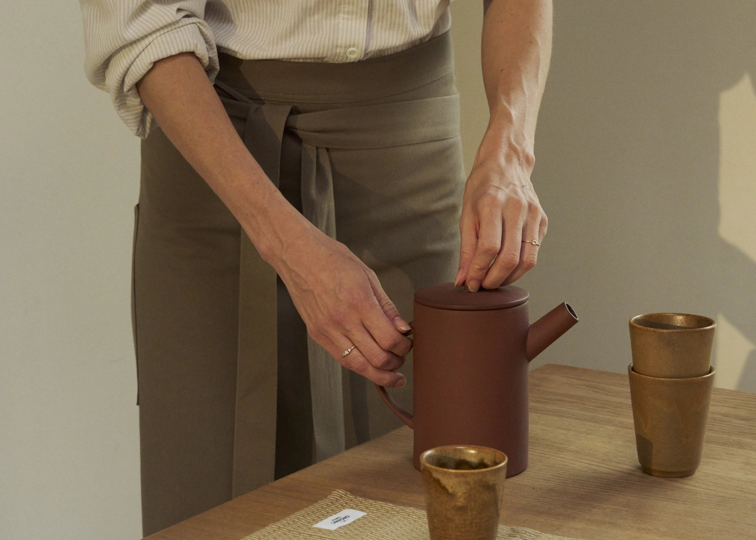 Schürze 100x38cm clay Biobaumwolle