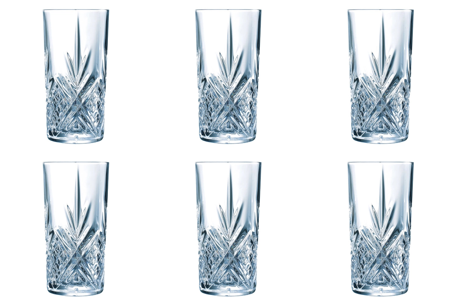 Stilvolles 6er Set Broadway H/B Becher von Arc, ideal für Schnaps, mit einem Fassungsvermögen von 0,38 l und modernem Design.
