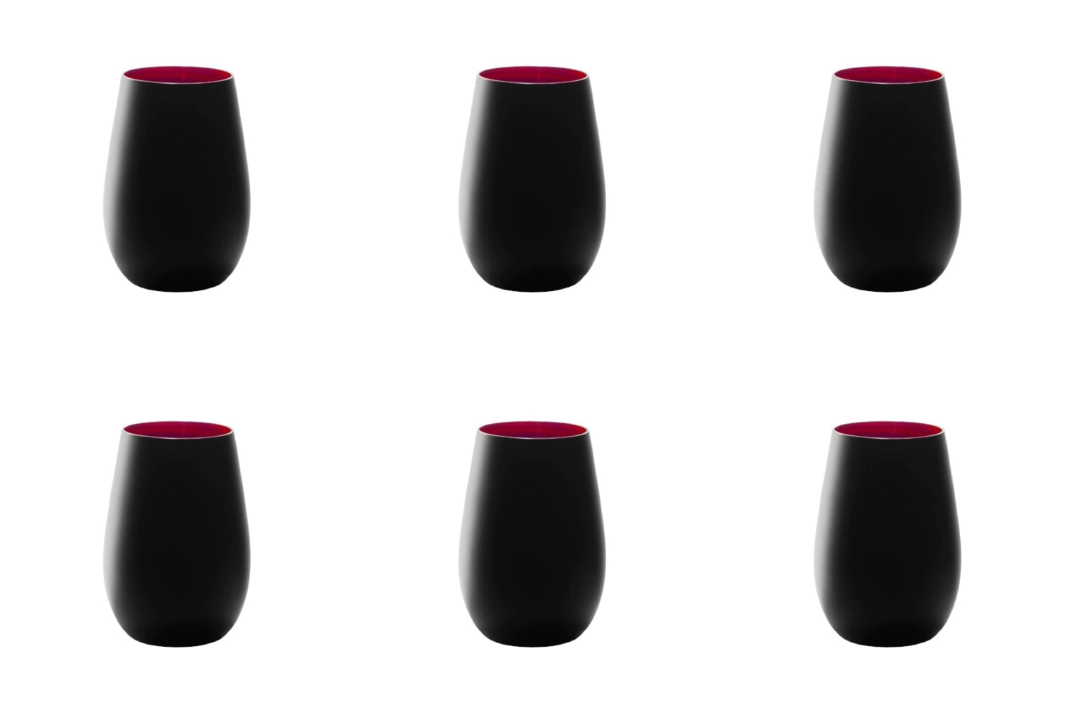 Praktisches 6er Set Becher von Stölzle in Schwarz und Rot, perfekt für den täglichen Gebrauch und gesellige Runden. Hochwertige Verarbeitung und modernes Design.