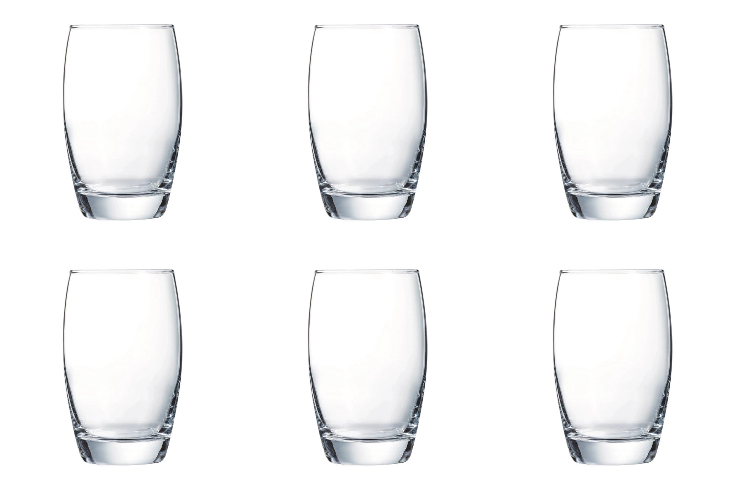 Stilvolles 6-teiliges Set aus eisblauen Wassergläsern von Arc, perfekt für jeden Anlass, mit einem Fassungsvermögen von 0.35l und ansprechenden Maßen.