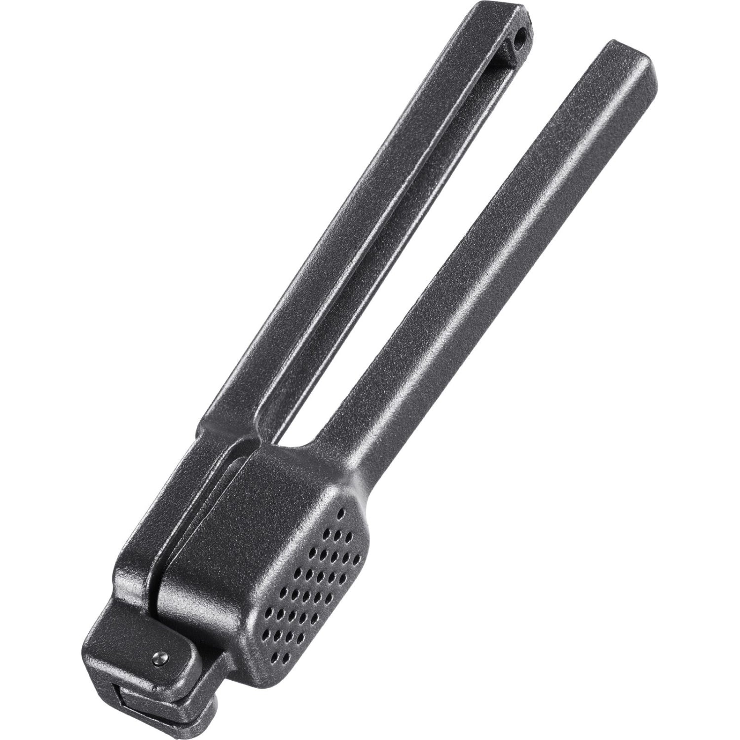 Schwarze Biopress Knoblauchpresse von Westmark, ergonomisch gestaltet für müheloses Pressen von Knoblauch, ideal für jede Küche.