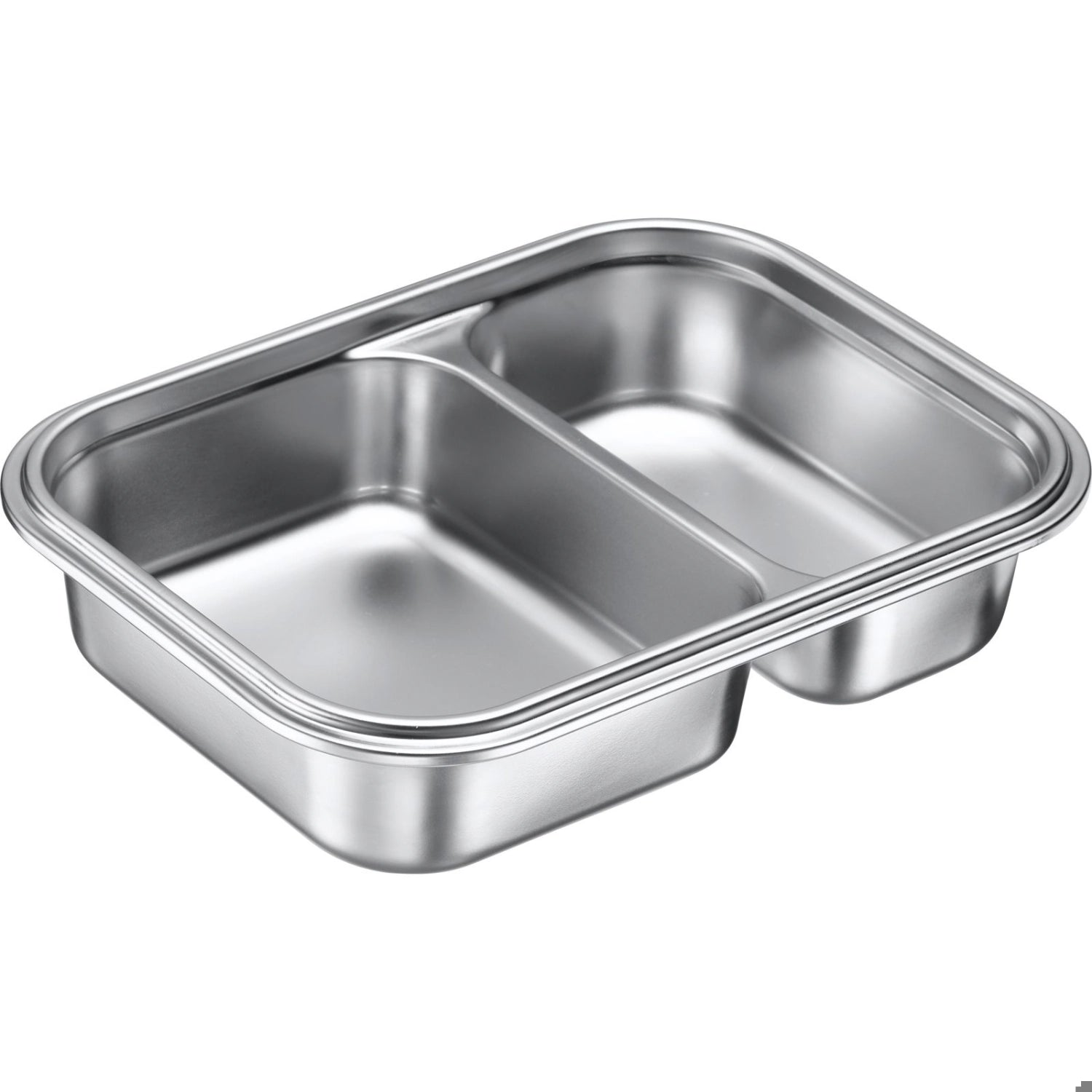 Edelstahl Lunch Box von Westmark, geteilt in 450+280 ml, ideal für gesunde Mahlzeiten unterwegs, langlebig und praktisch.