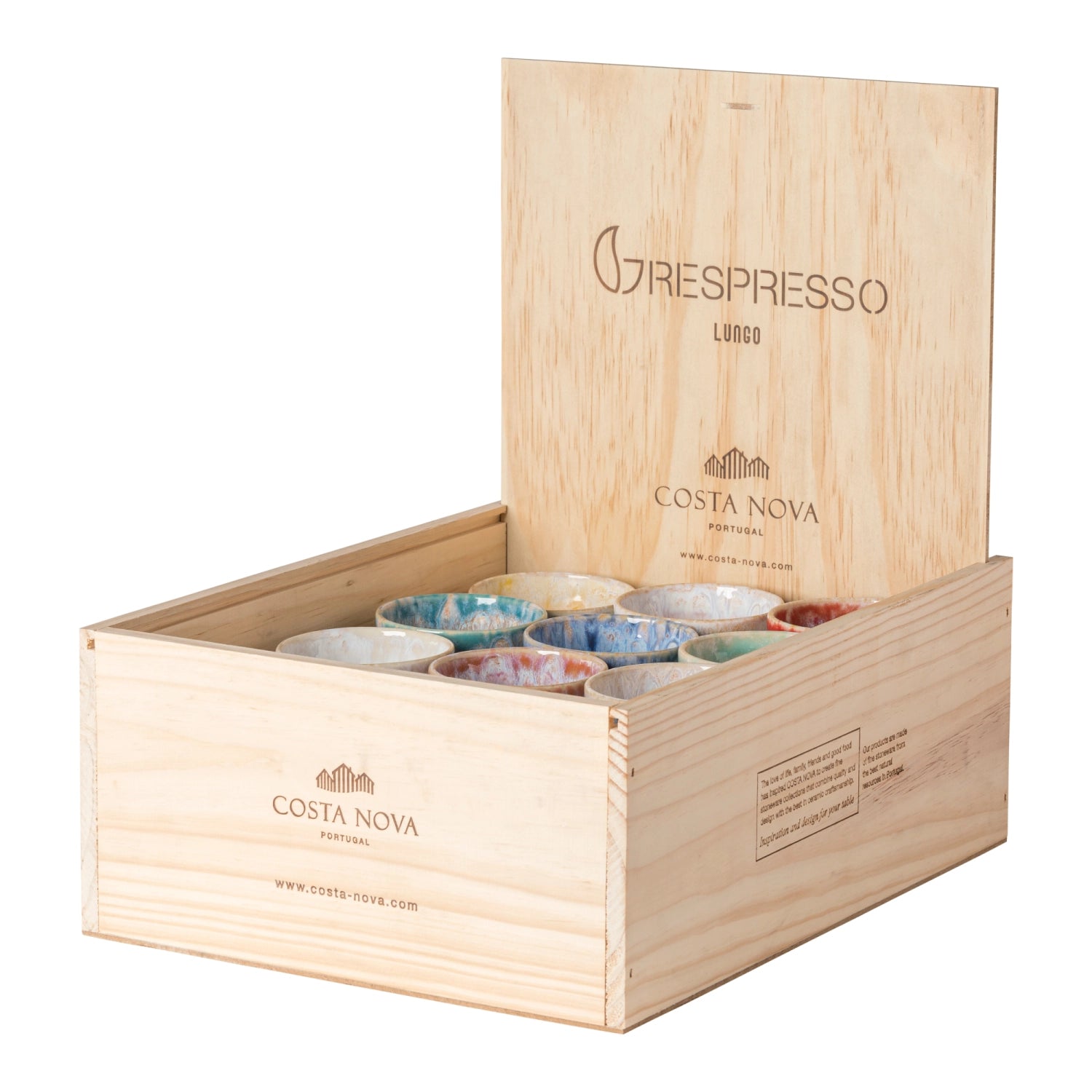 24er Set Grespresso Holzgeschenkbox Kaffeetasse 190ml multi in Mehrfarbig präsentiert im Onlineshop von KAQTU Design AG. Tasse ist von Costa Nova