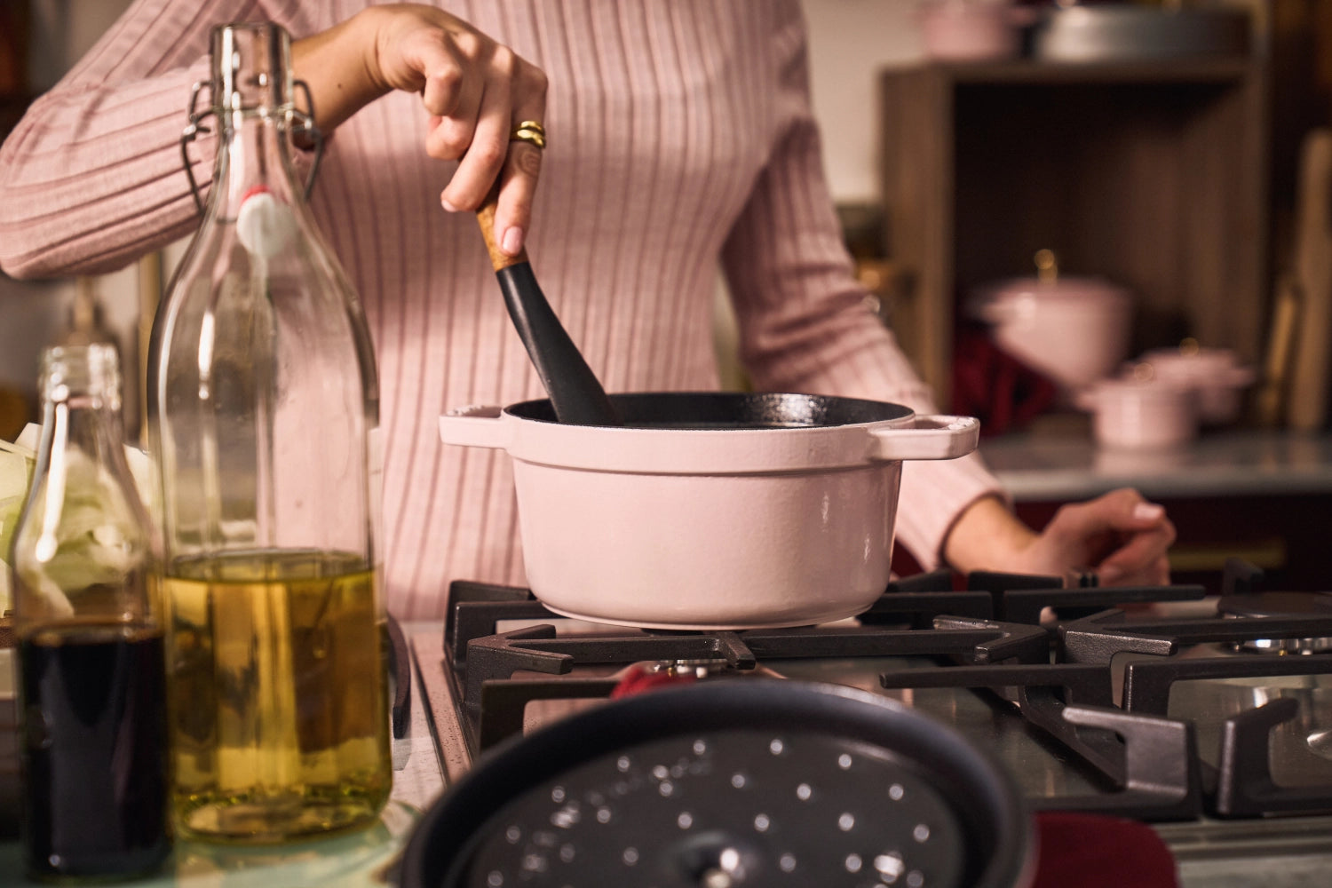 Cocotte 24cm, round, Sorbet Rose, cast iron 3.7l