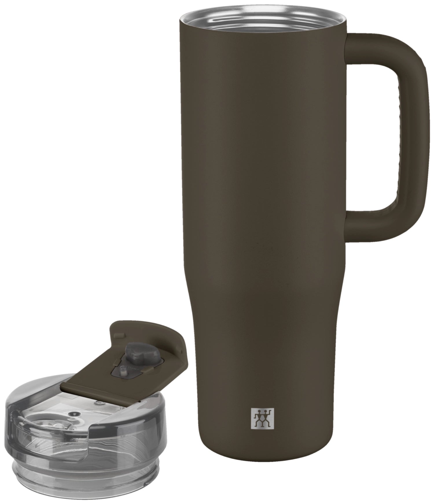 Eleganter grauer Thermobecher mit 900ml Volumen und praktischem Strohhalm, ideal für die Erfrischung unterwegs, für heiße und kalte Getränke.